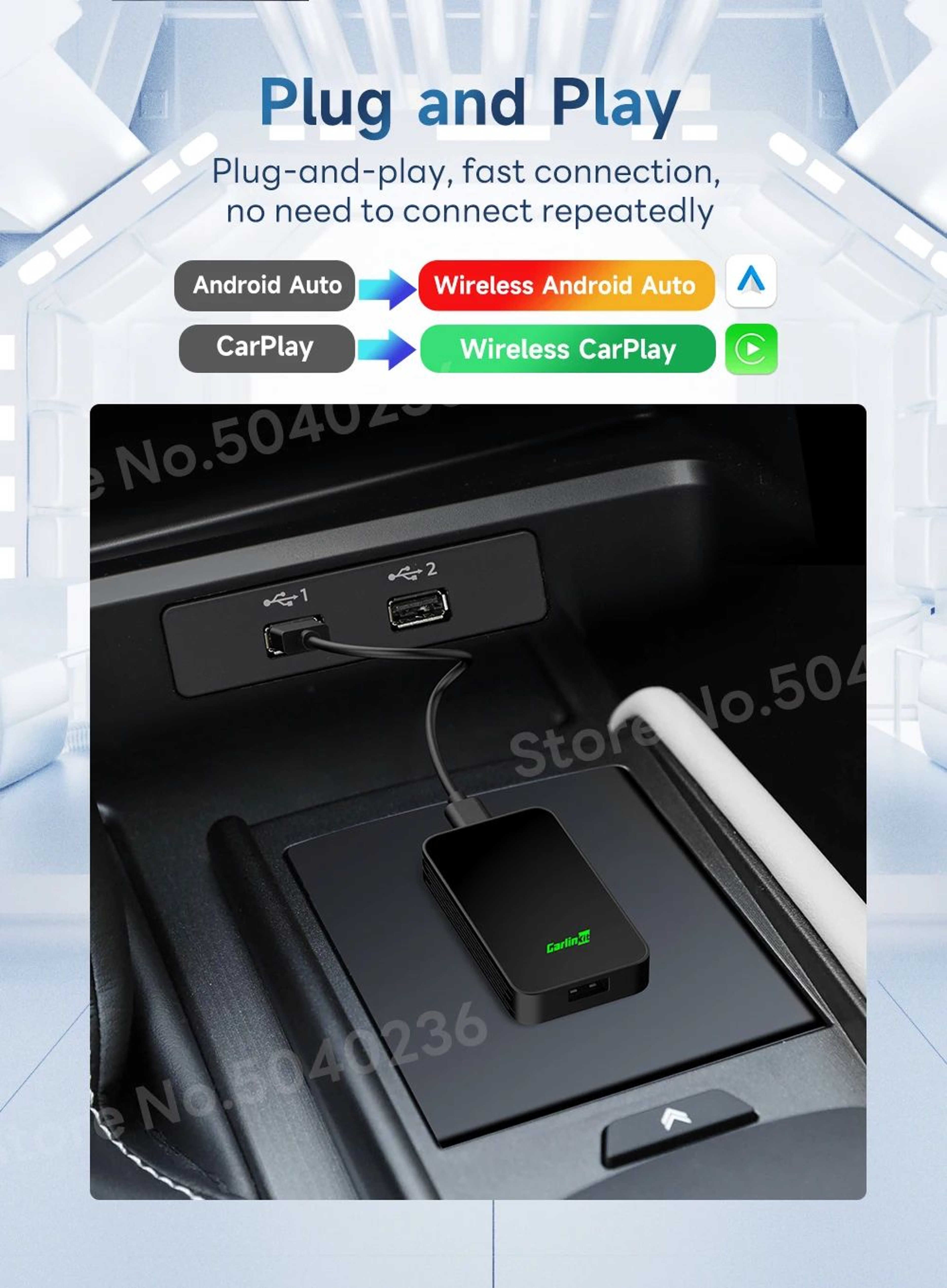 CarlinKit 50 Wireless CarPlay Android Auto Adapter 7