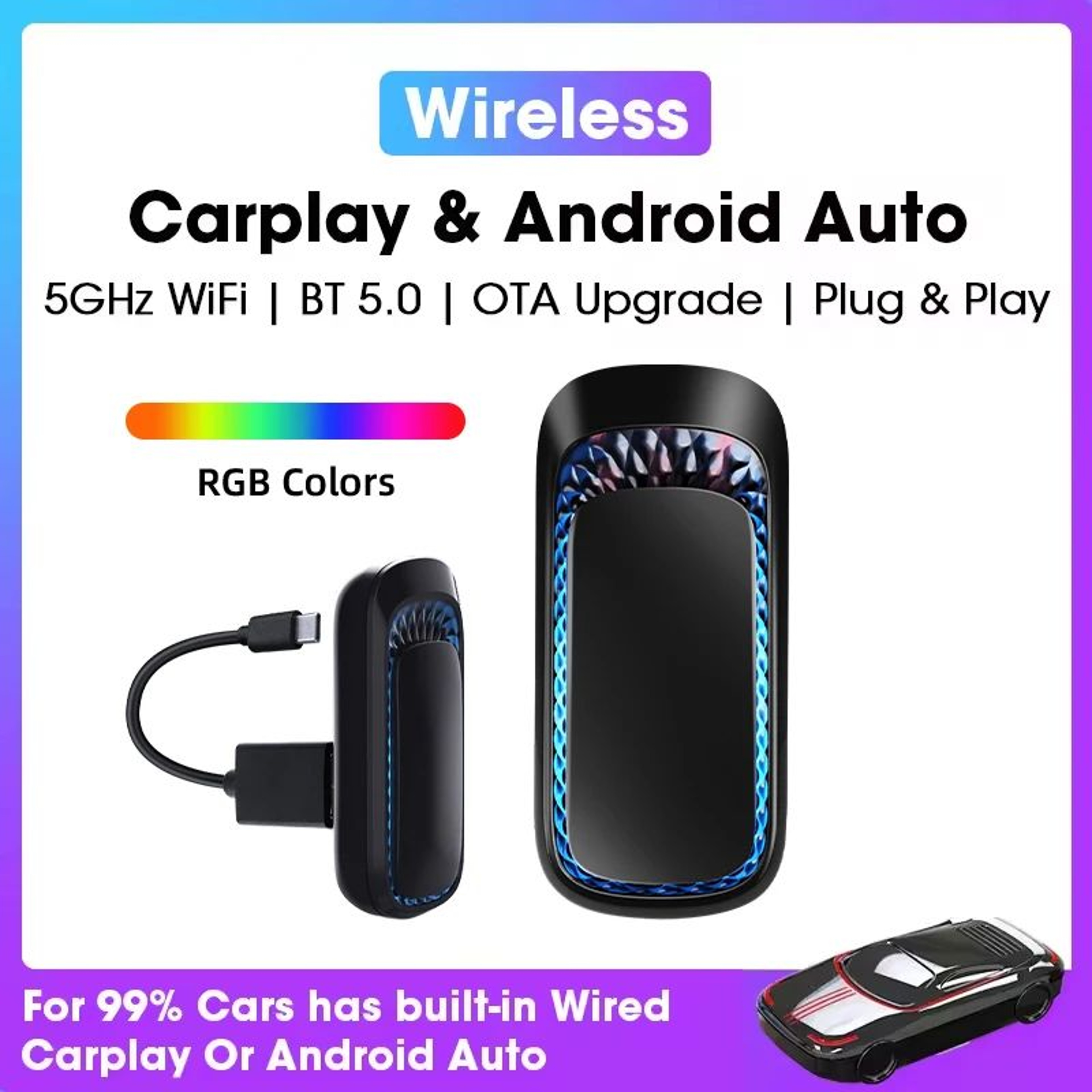 RGB Wireless CarPlay Android Auto Smart Box 0