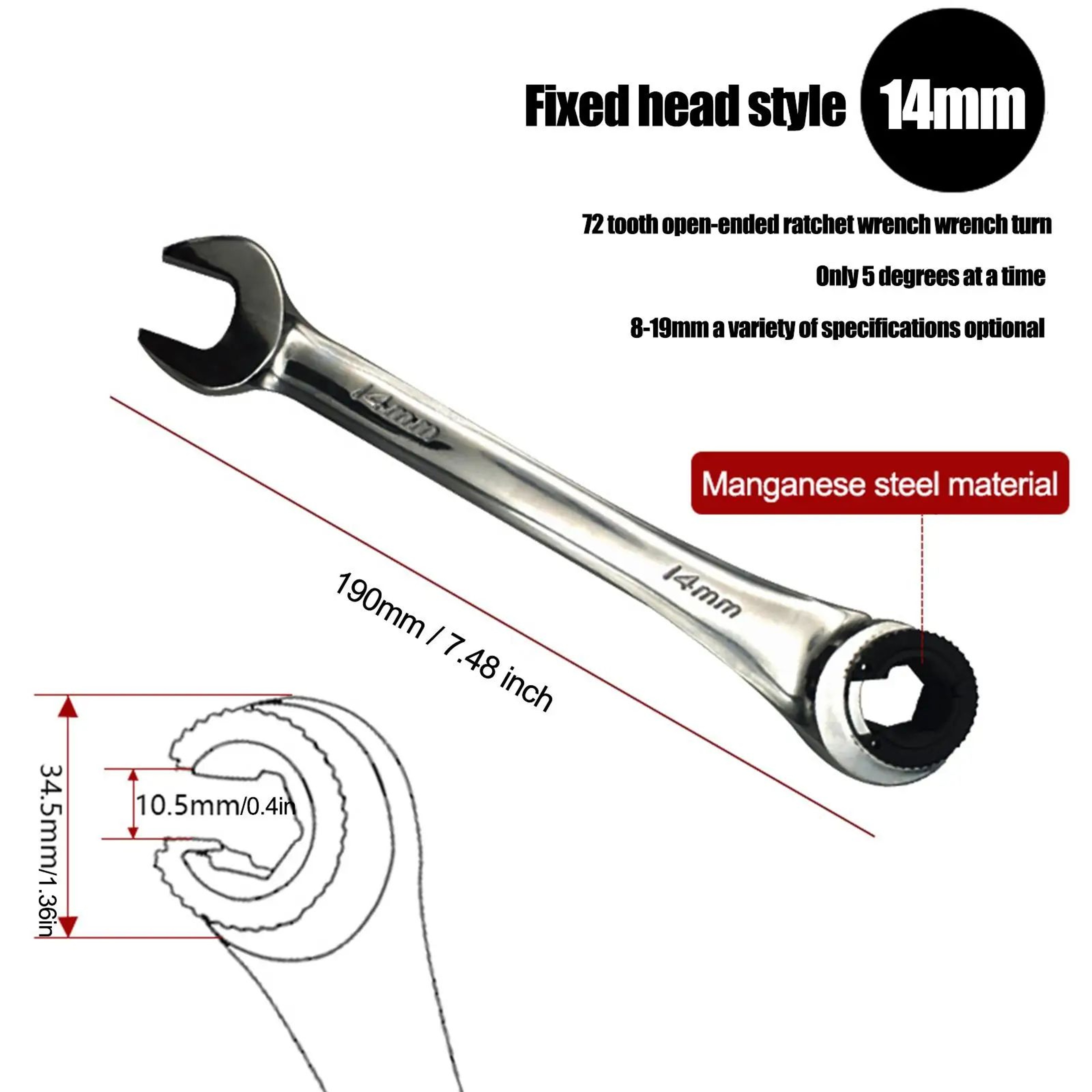 Ratcheting Combination Wrench Tool 24