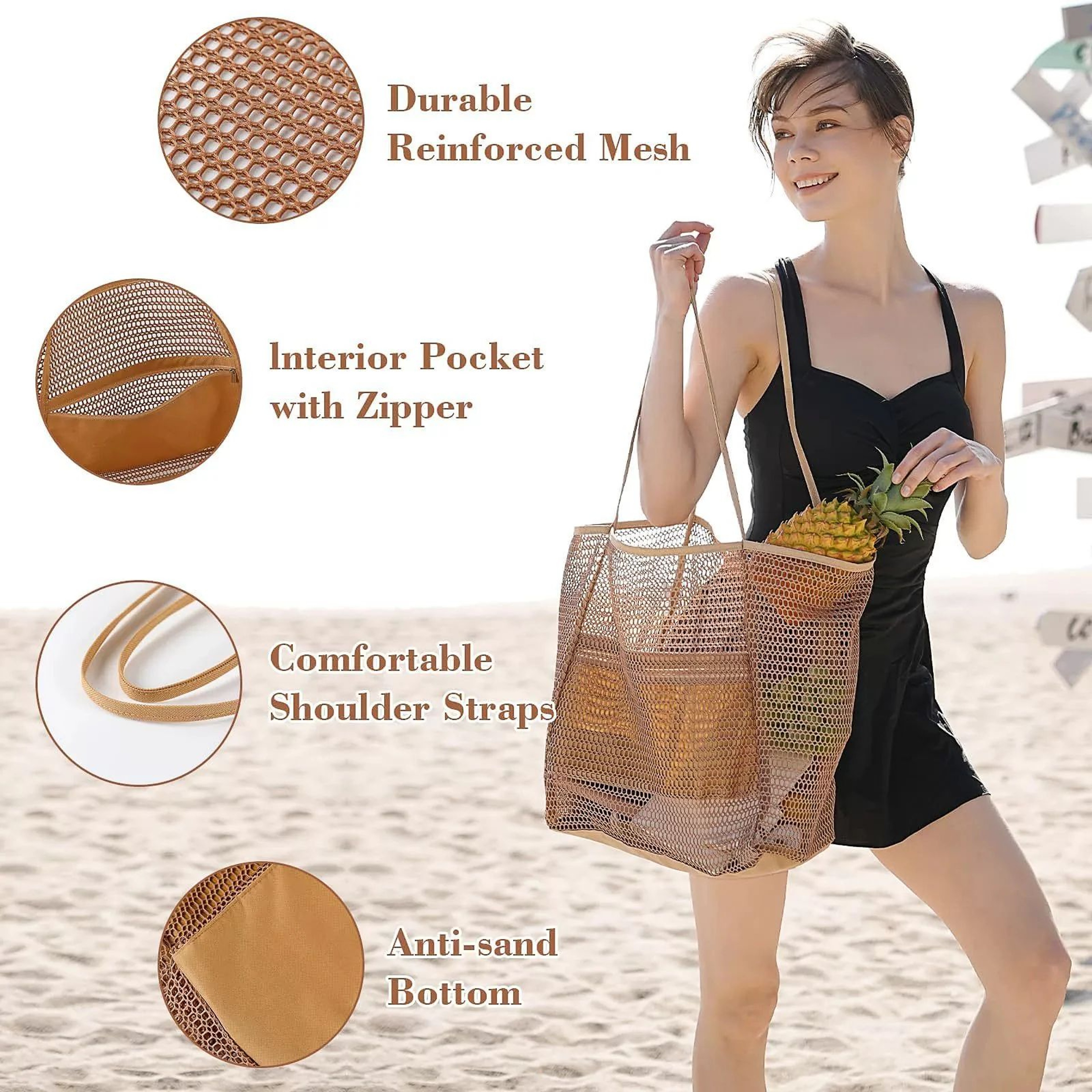 Large Mesh Beach Tote Shoulder Bag 3