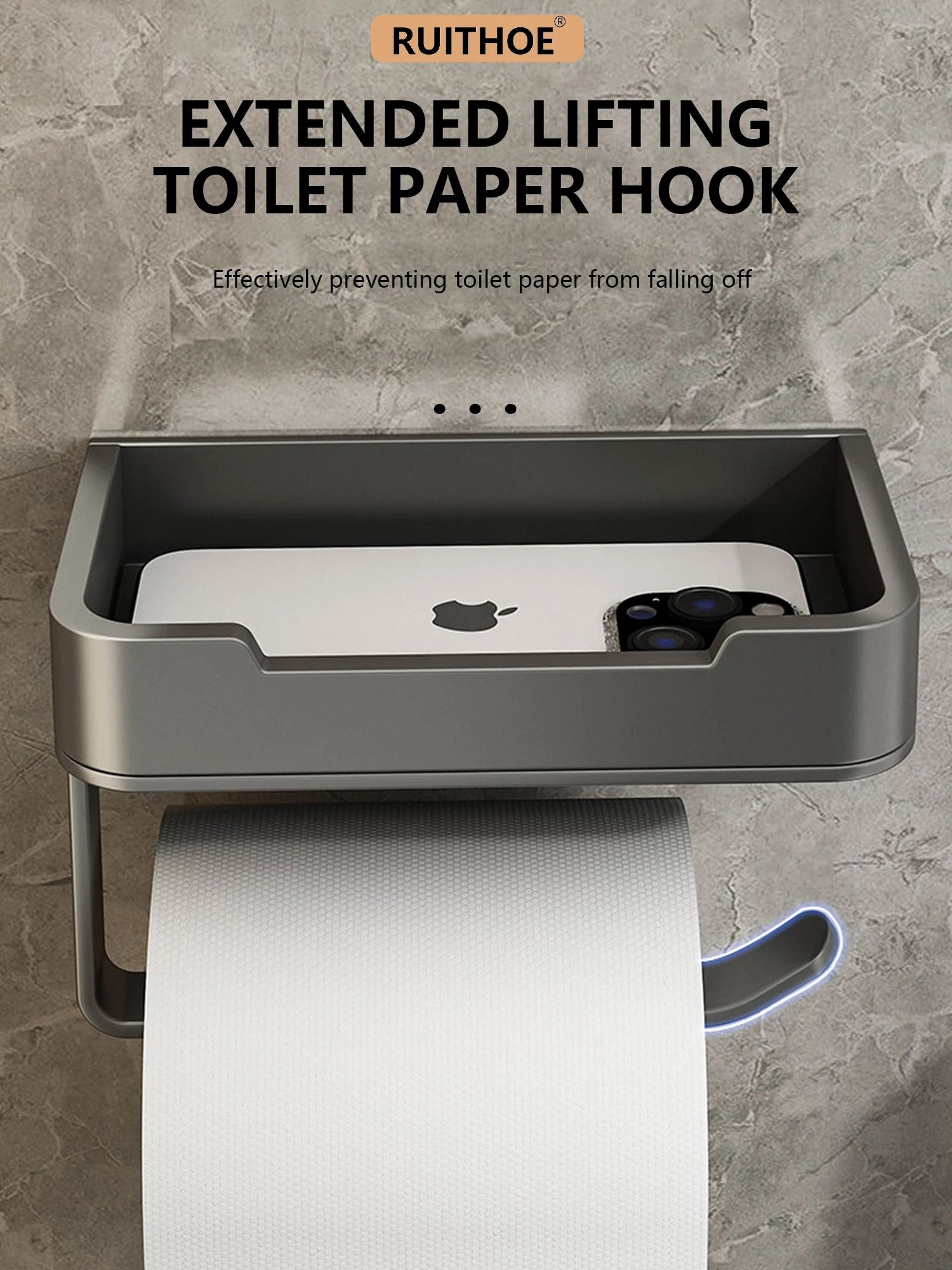 Aluminum Wall Mounted Toilet Paper Holder Shelf 7