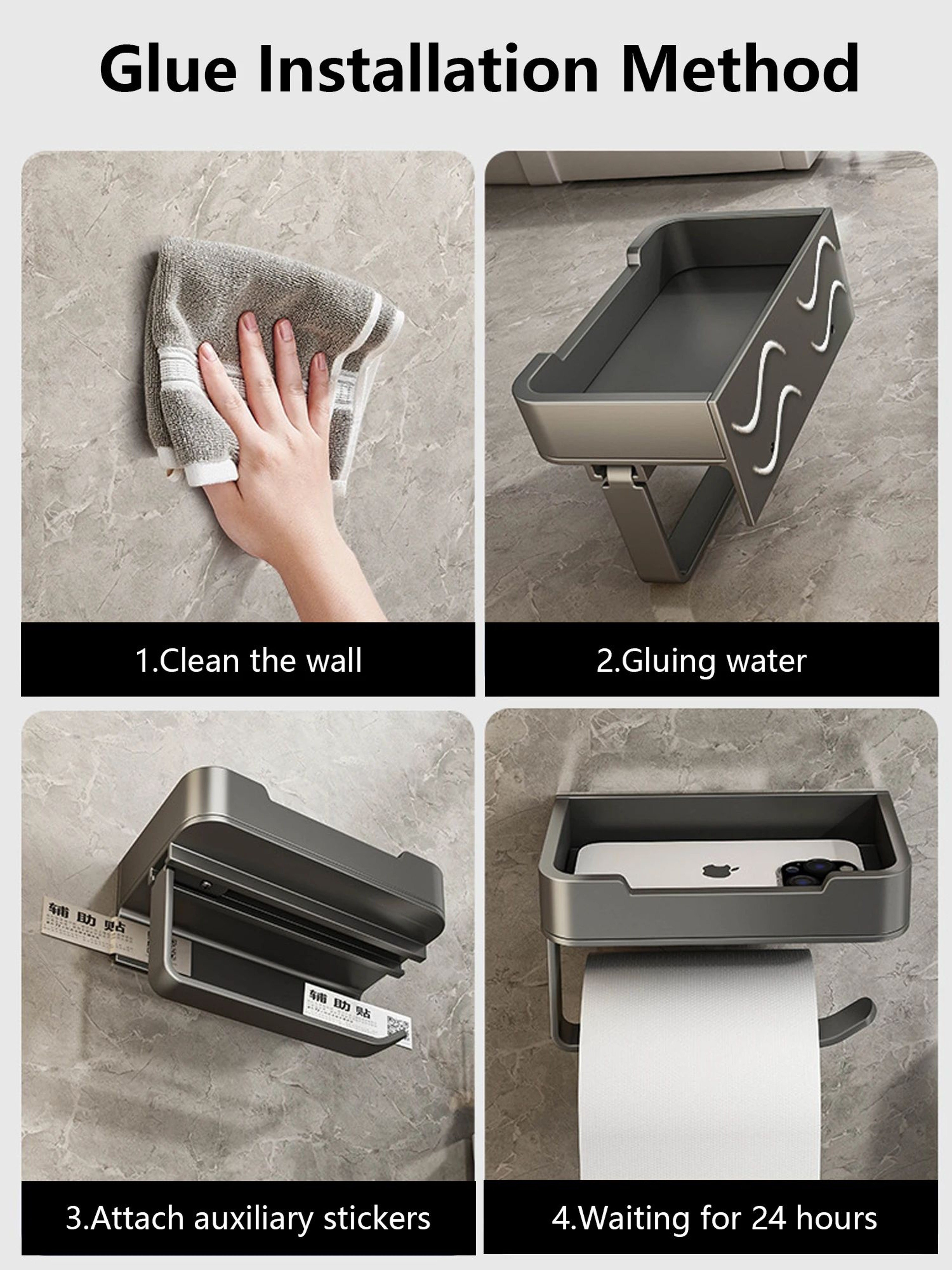 Aluminum Wall Mounted Toilet Paper Holder Shelf 10