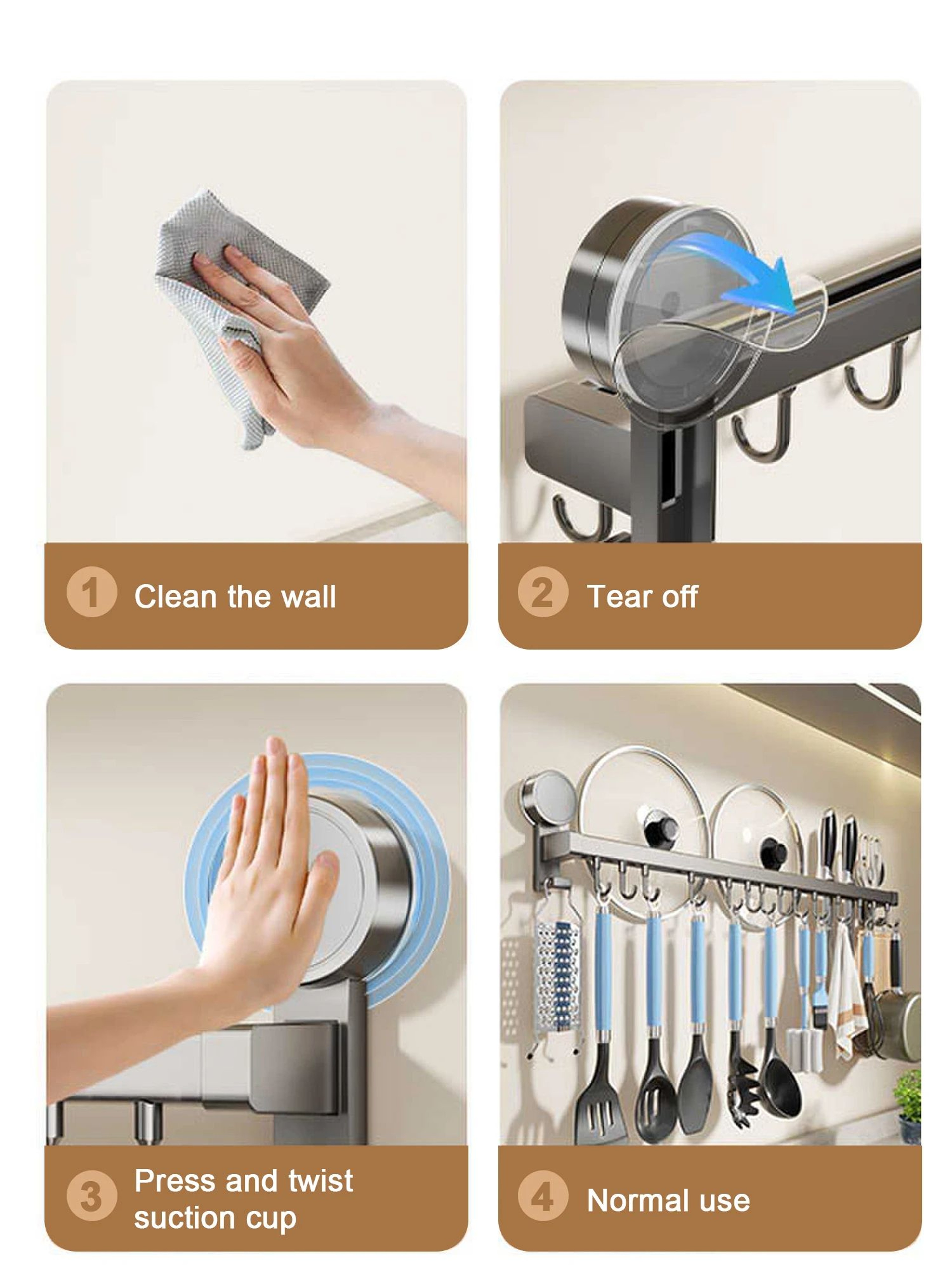 Wall Mounted Kitchen Hook Storage Rack 2