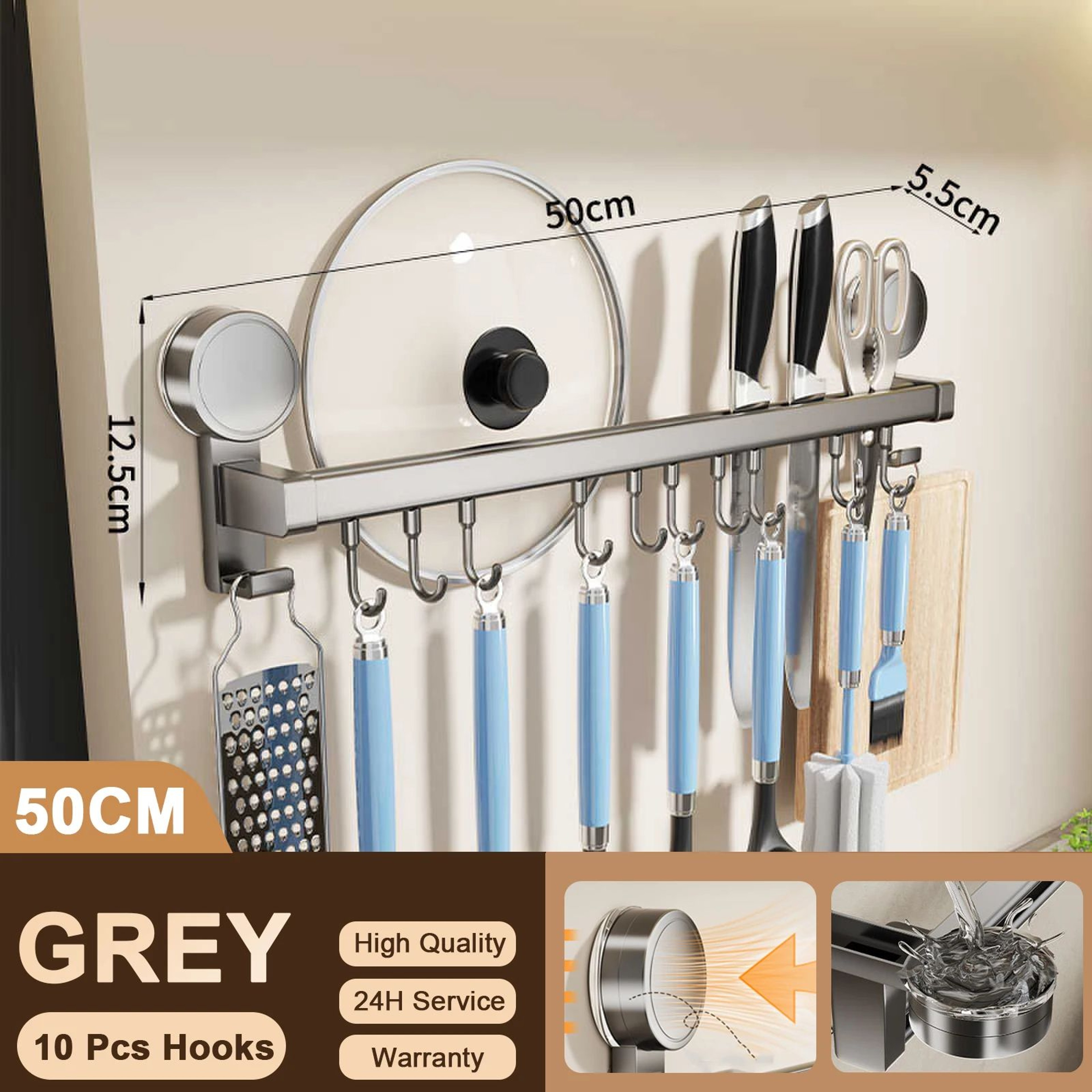 Wall Mounted Kitchen Hook Storage Rack 8