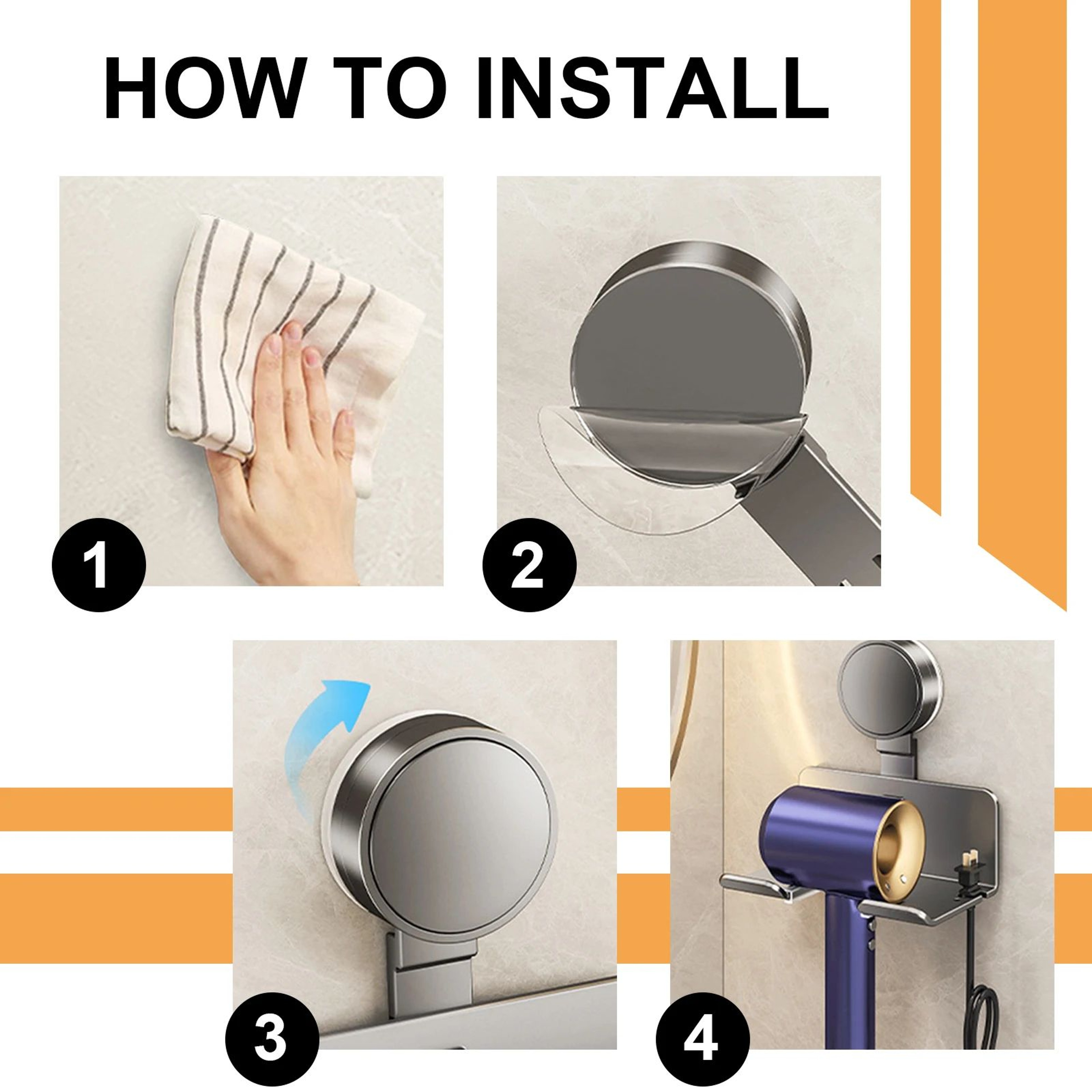 Wall Mounted Hair Dryer Holder Organizer 4