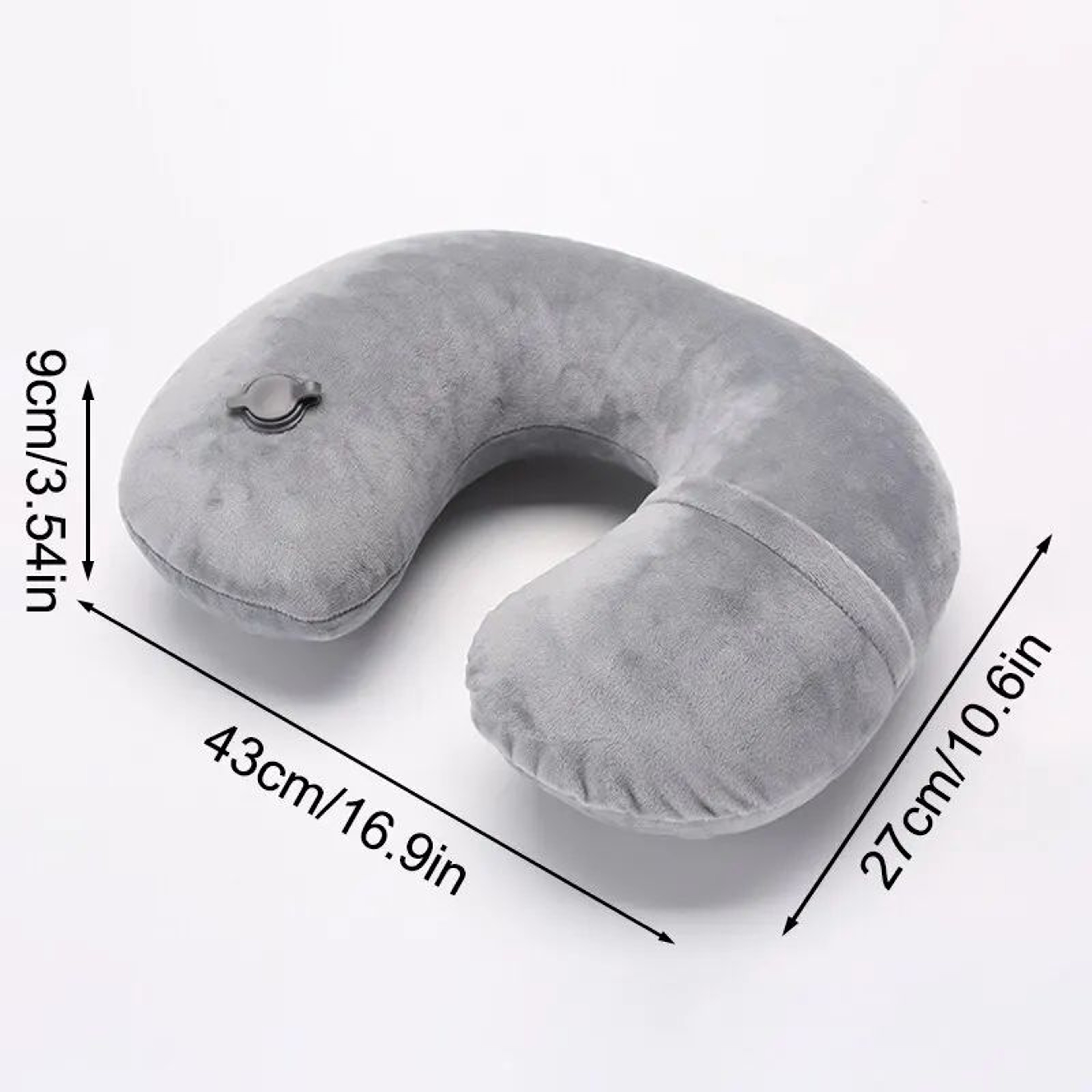 Inflatable U Shaped Travel Neck Pillow Gray 2
