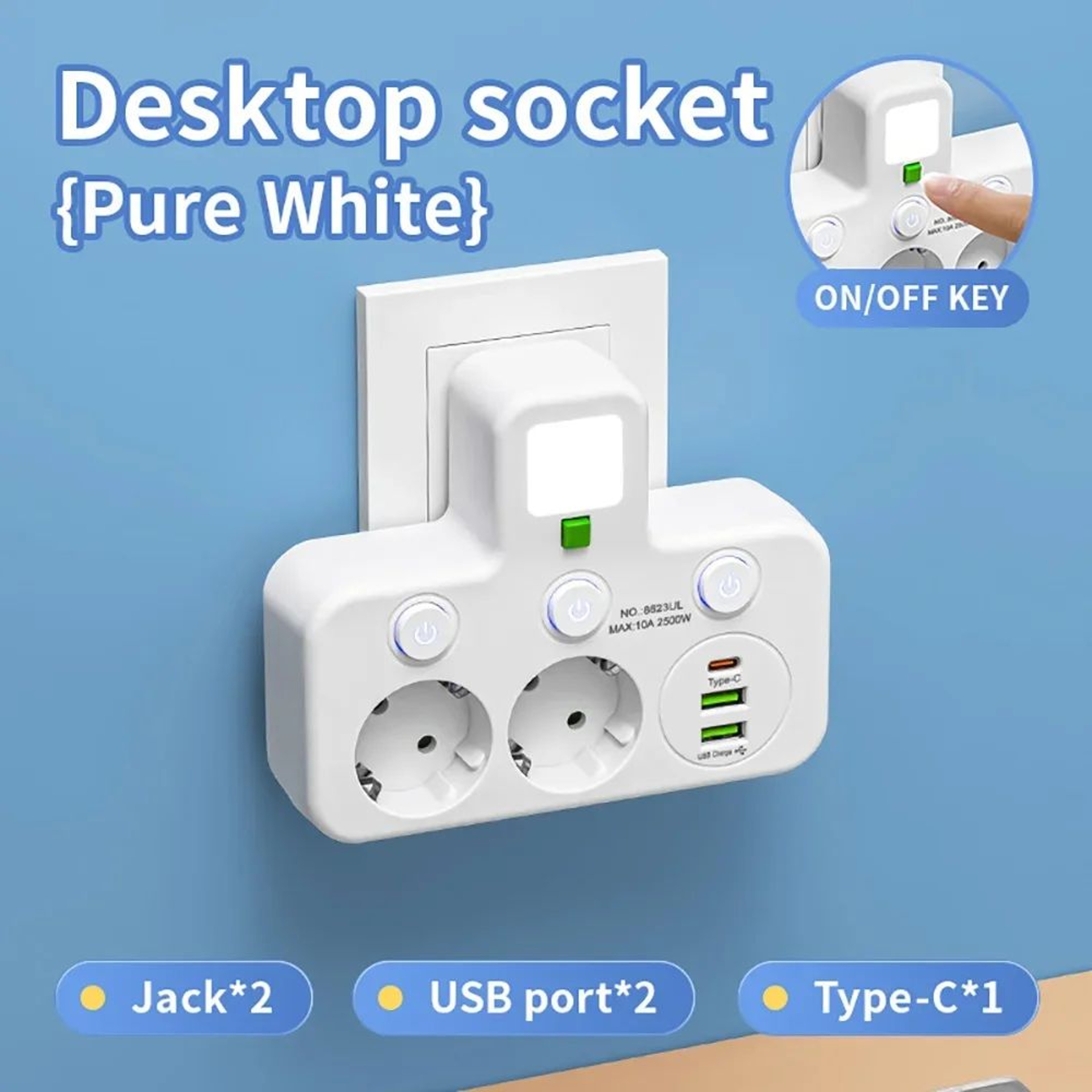 EU 4Socket Wall Power Outlet 19