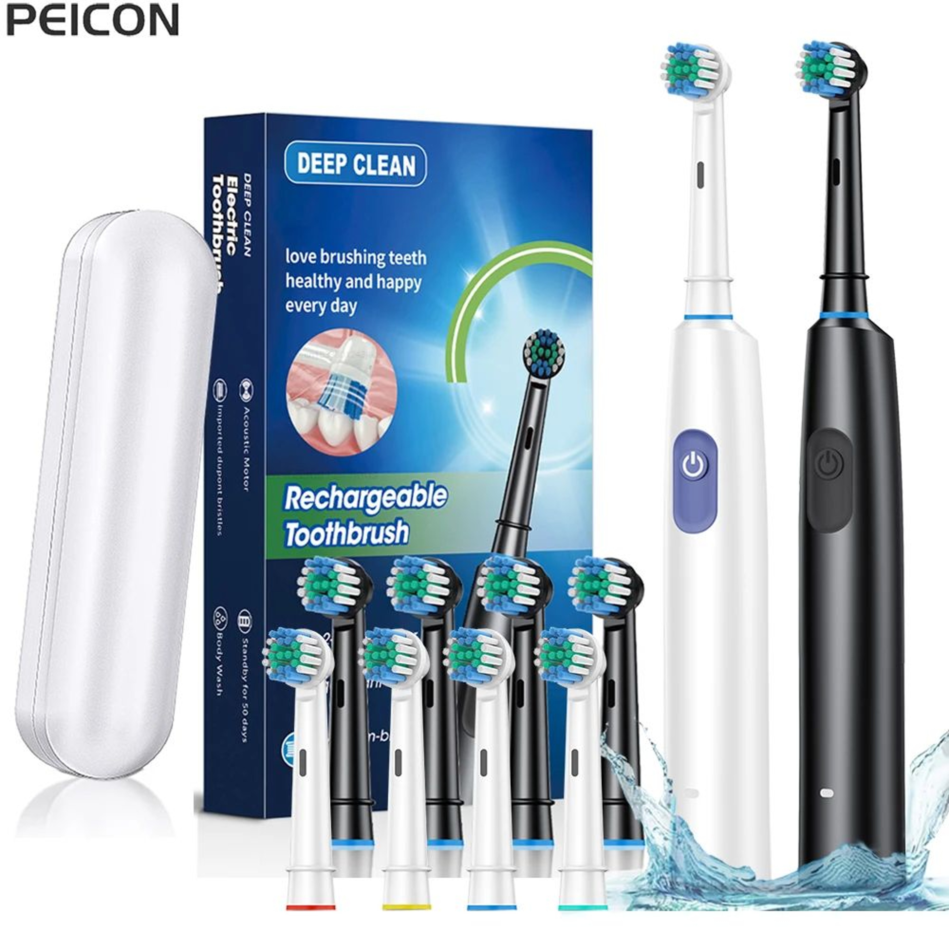 Rechargeable Electric Toothbrush With 8 Soft Brush Heads 0