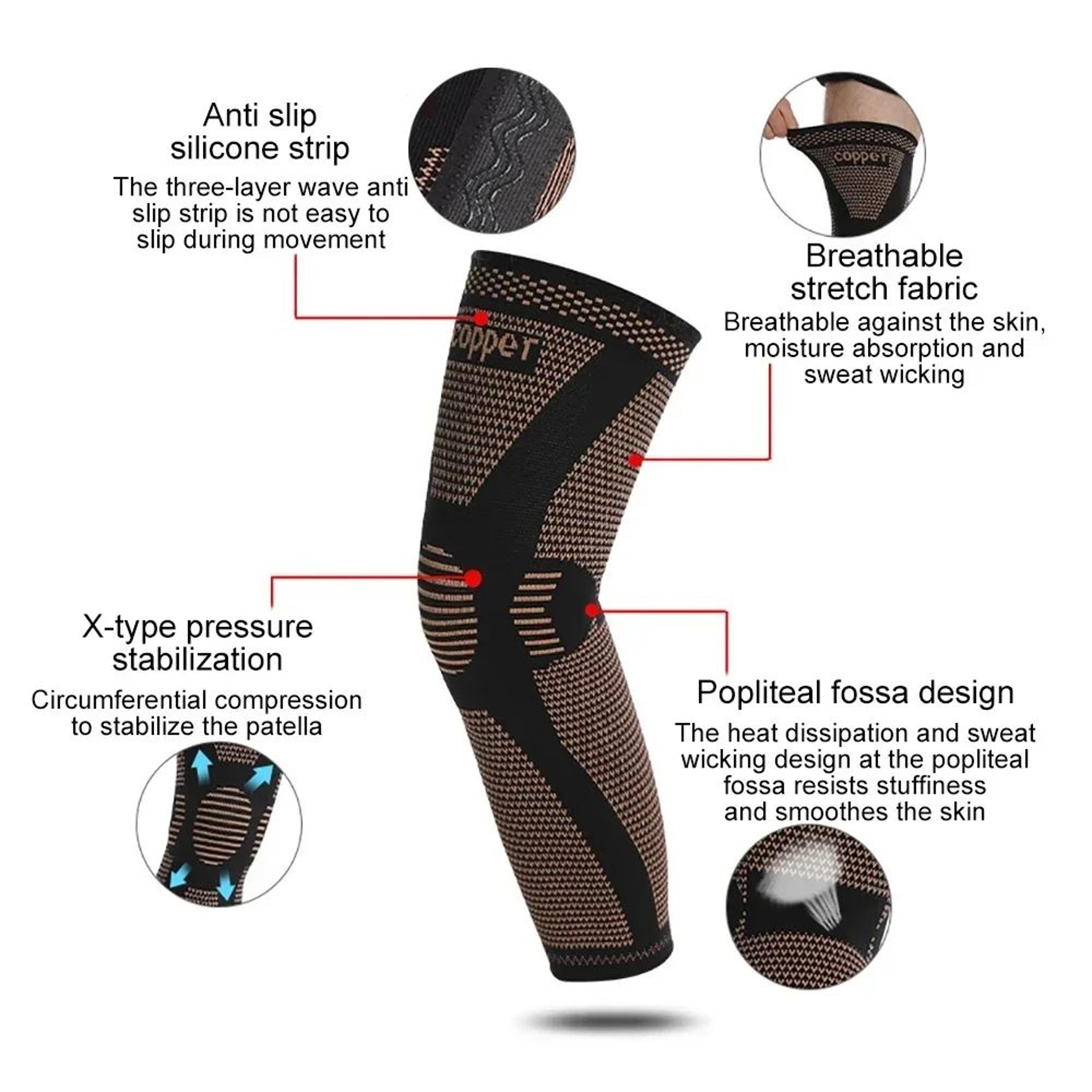Copper Compression Full Leg Sleeves 14