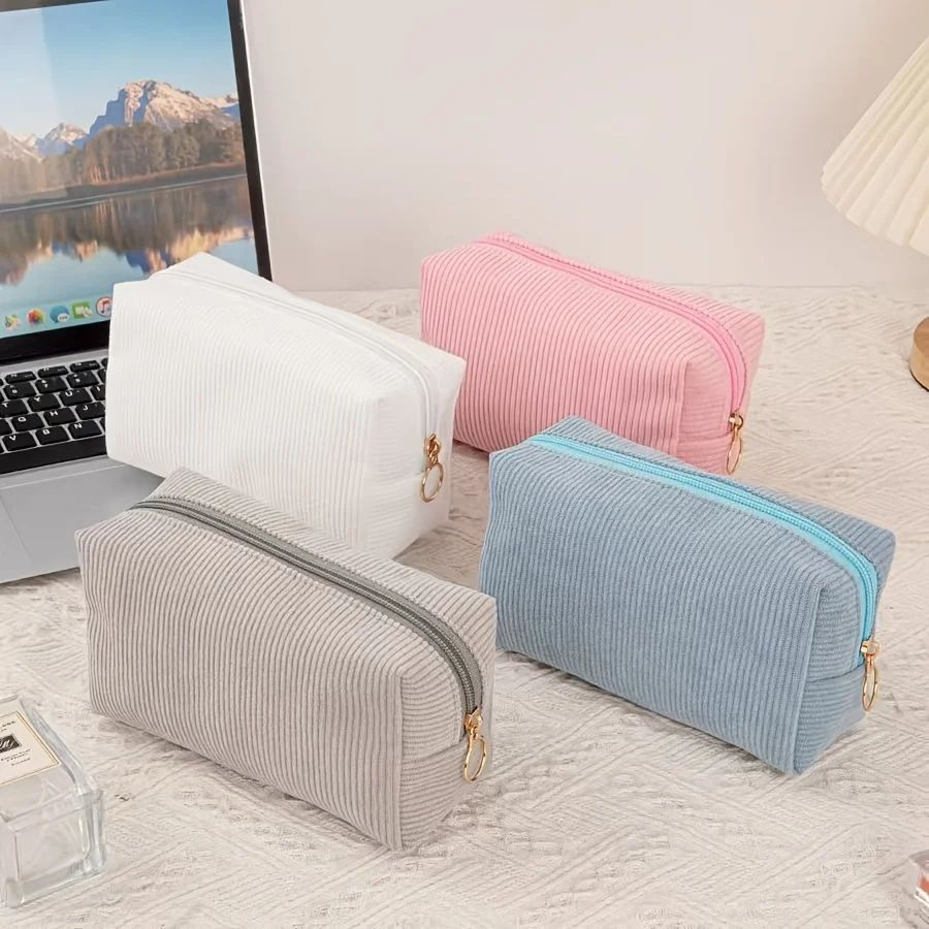 Corduroy Makeup Storage Bag Organizer 0