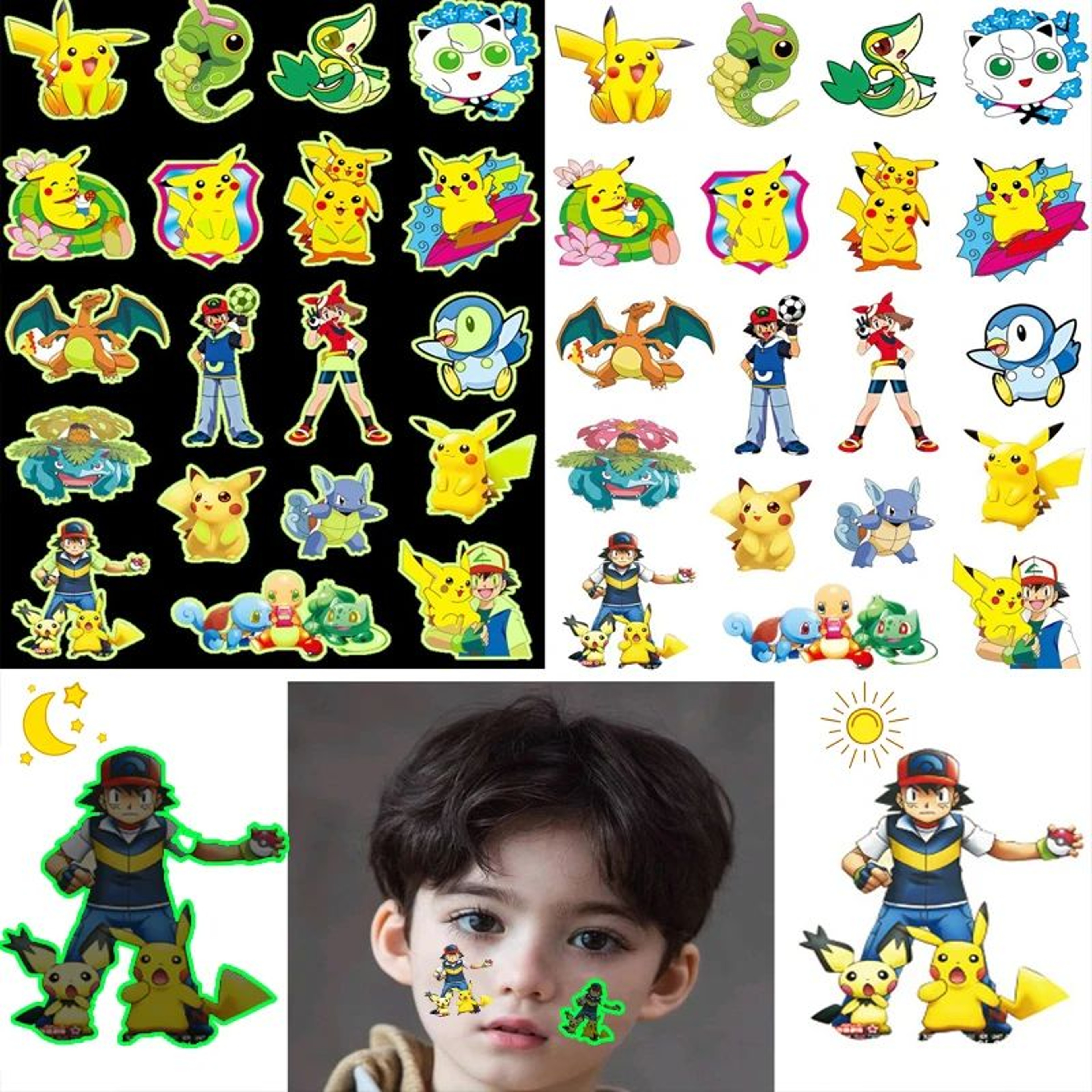 Glow Pokemon Tattoo Stickers 1
