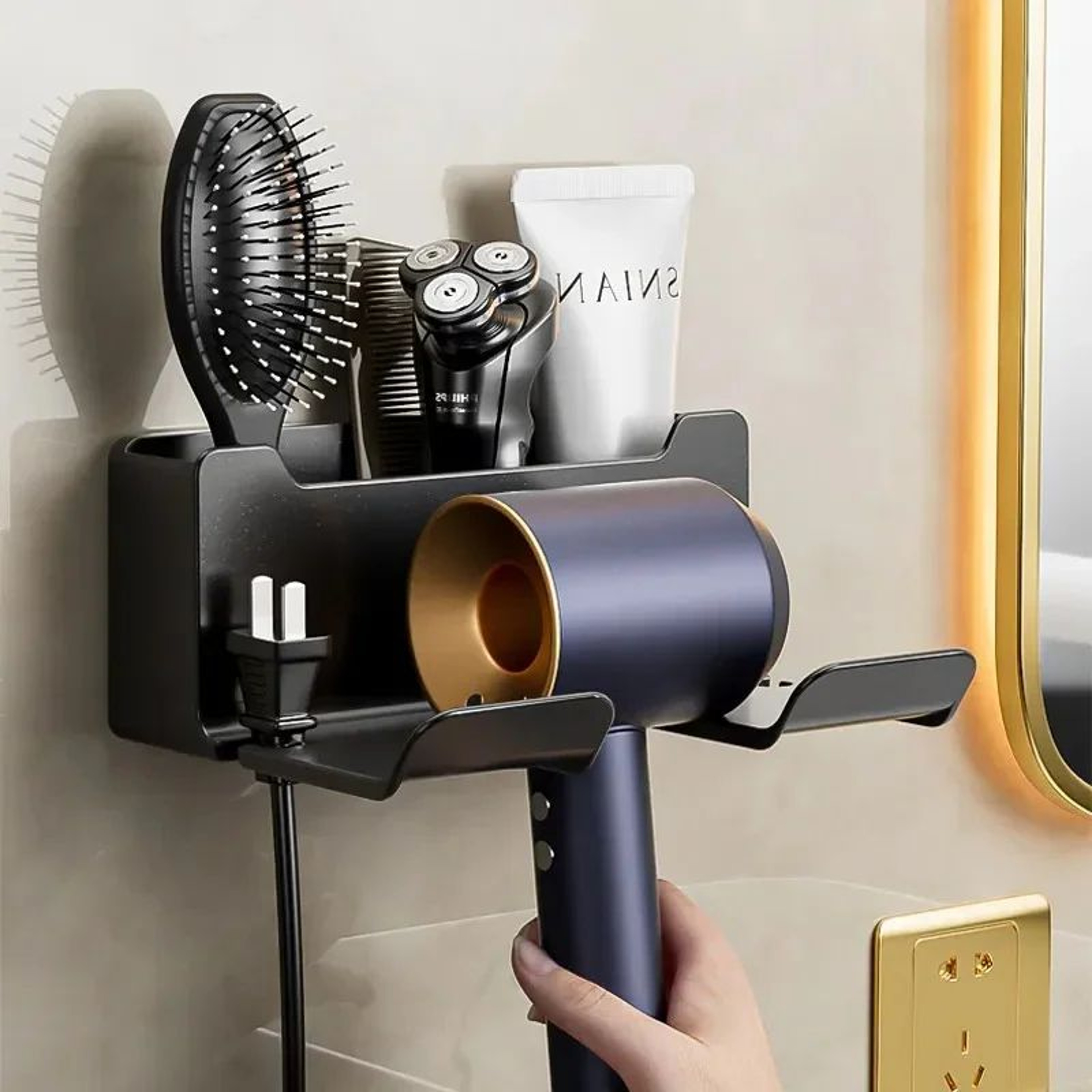 Wall Mounted Hair Dryer Holder Bathroom Accessories 0