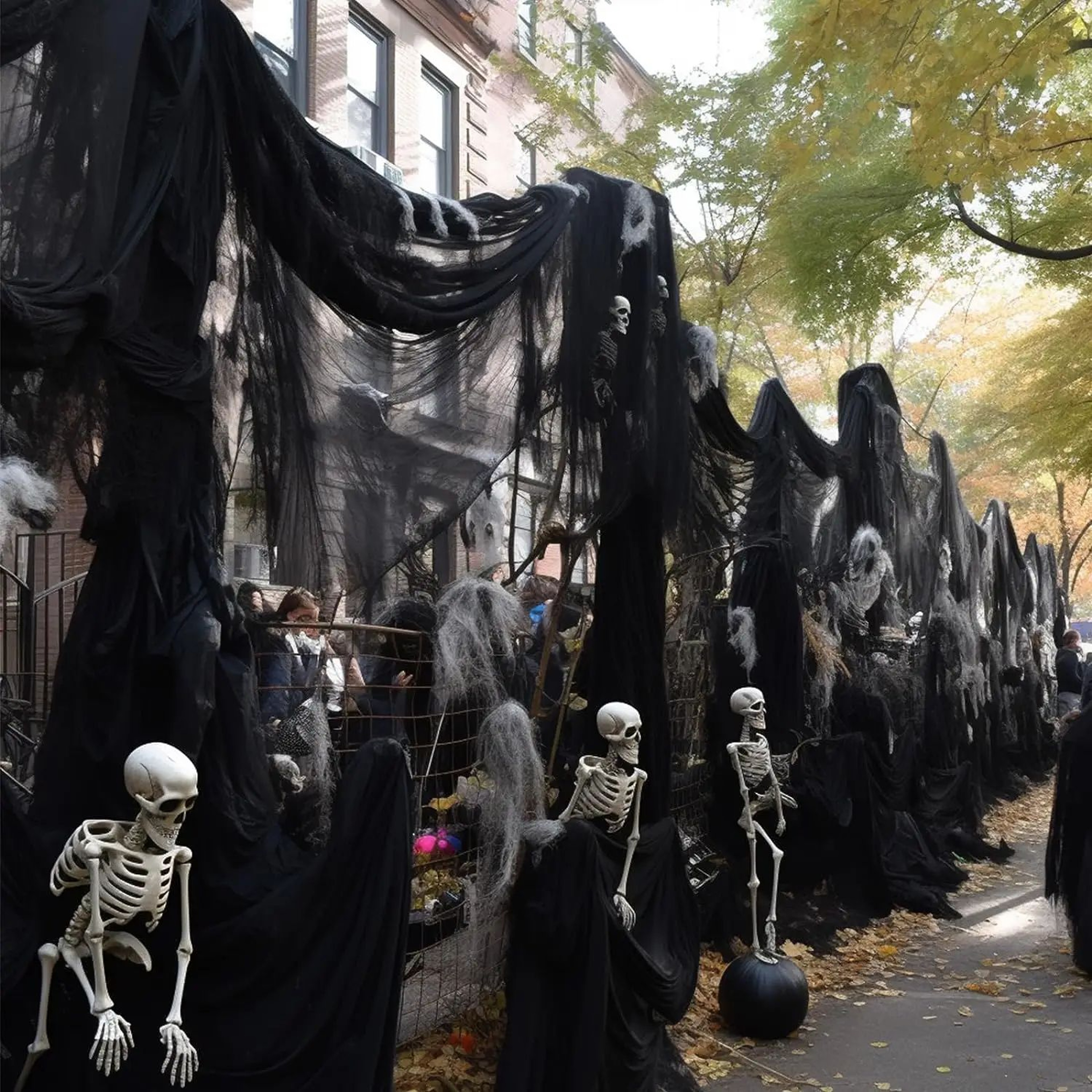 Halloween Black Gauze Horror Decor 6
