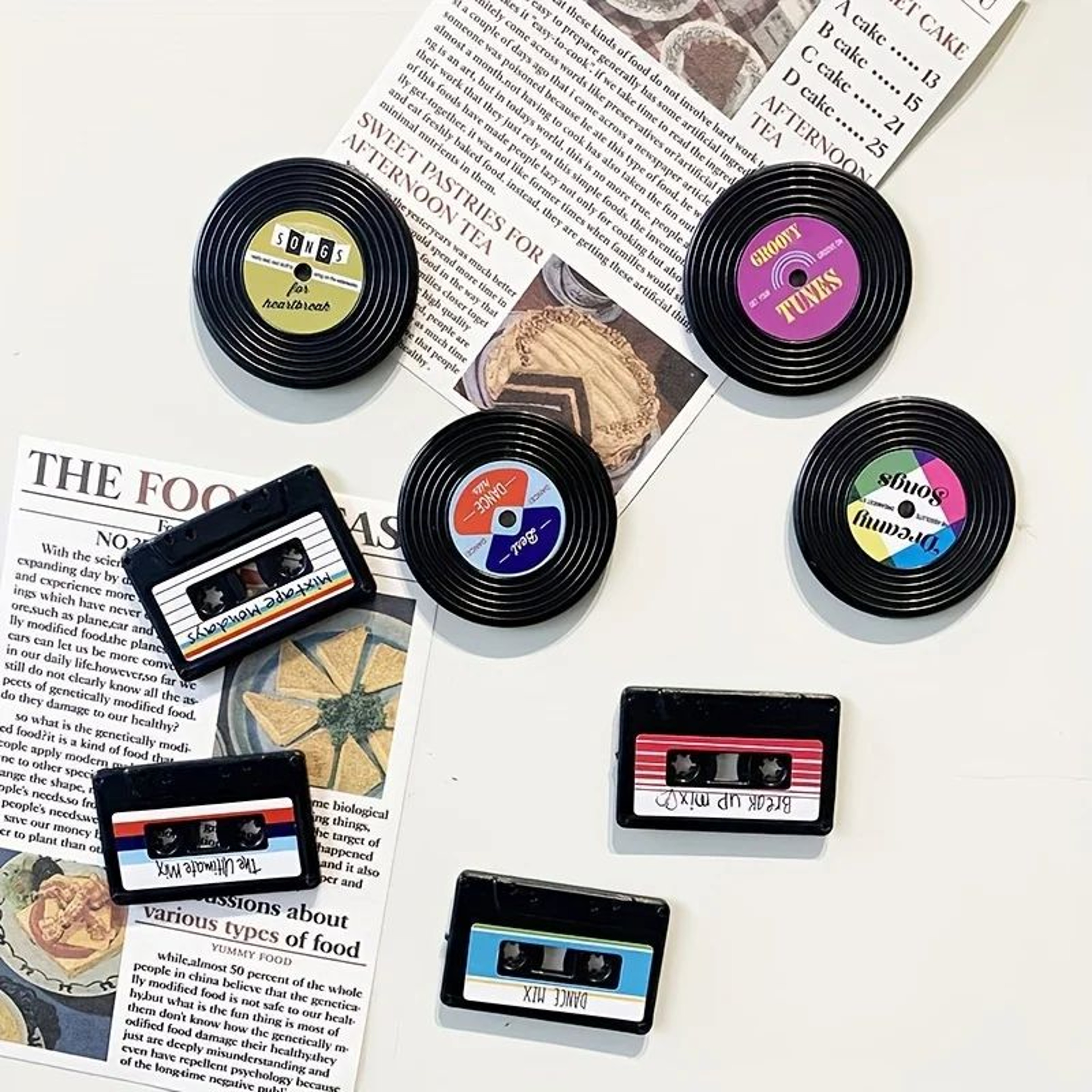 Retro Cassette Tape Fridge Magnets Set 5