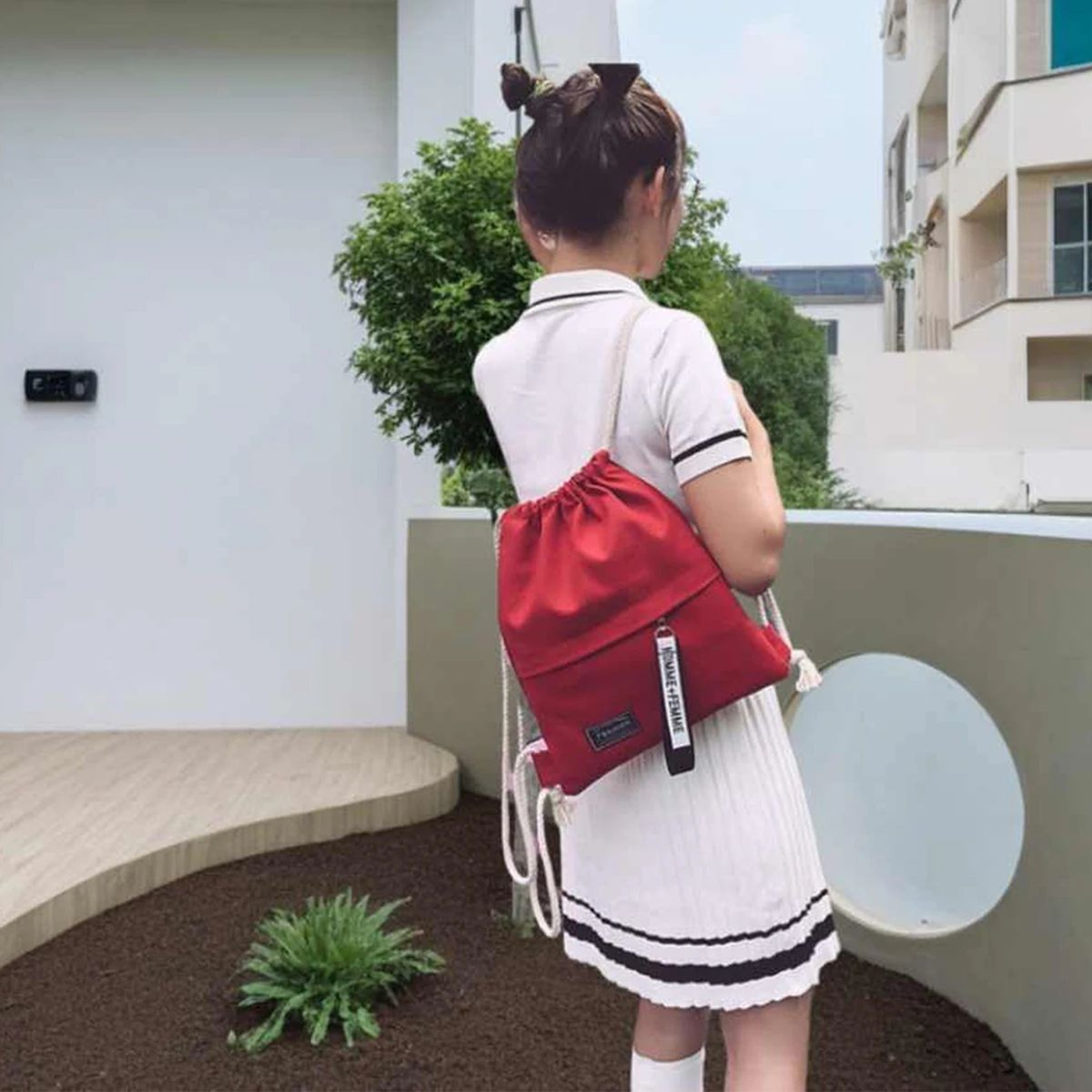 Canvas Double Shoulder Drawstring Backpack 6