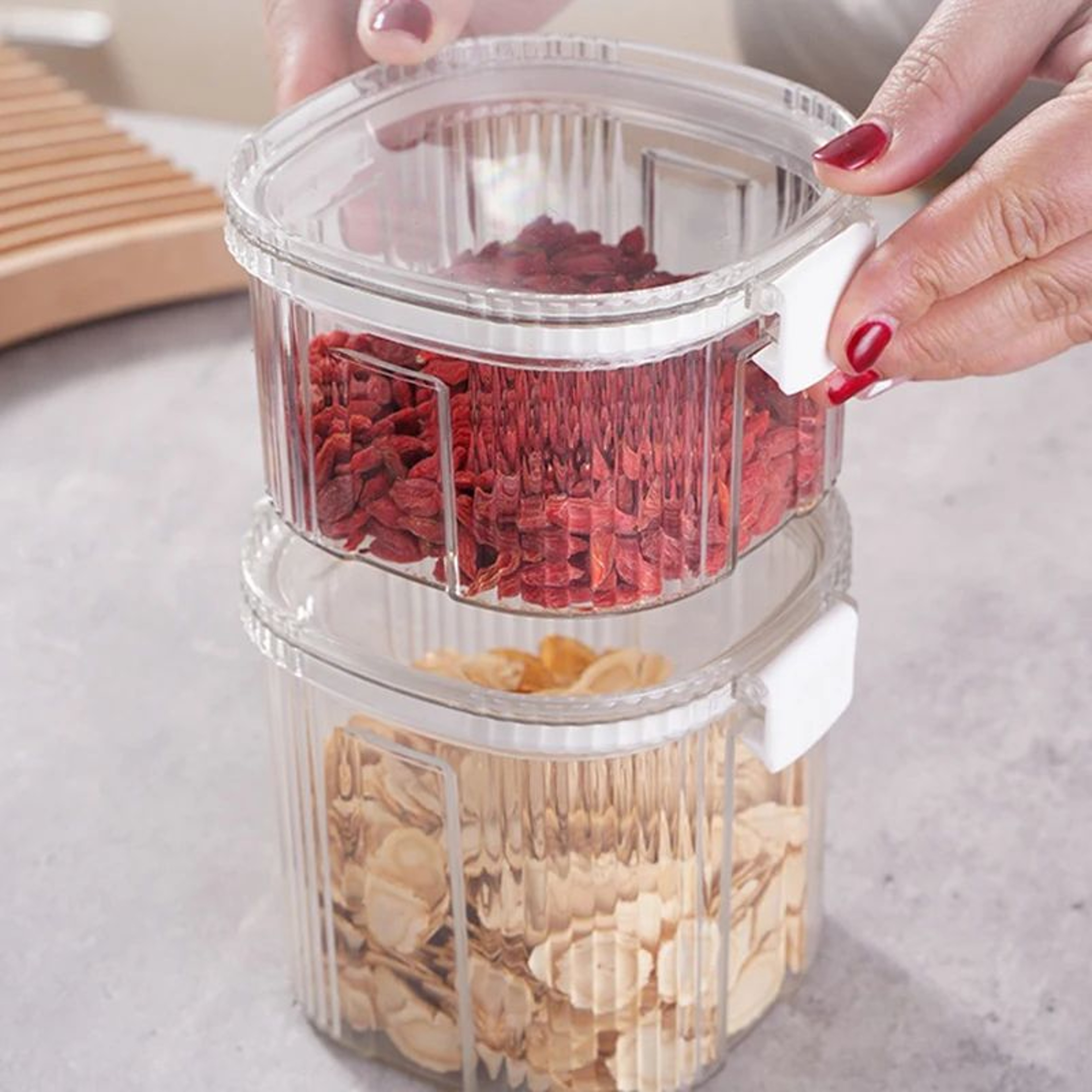 Striped Airtight Grain Storage Jar 4