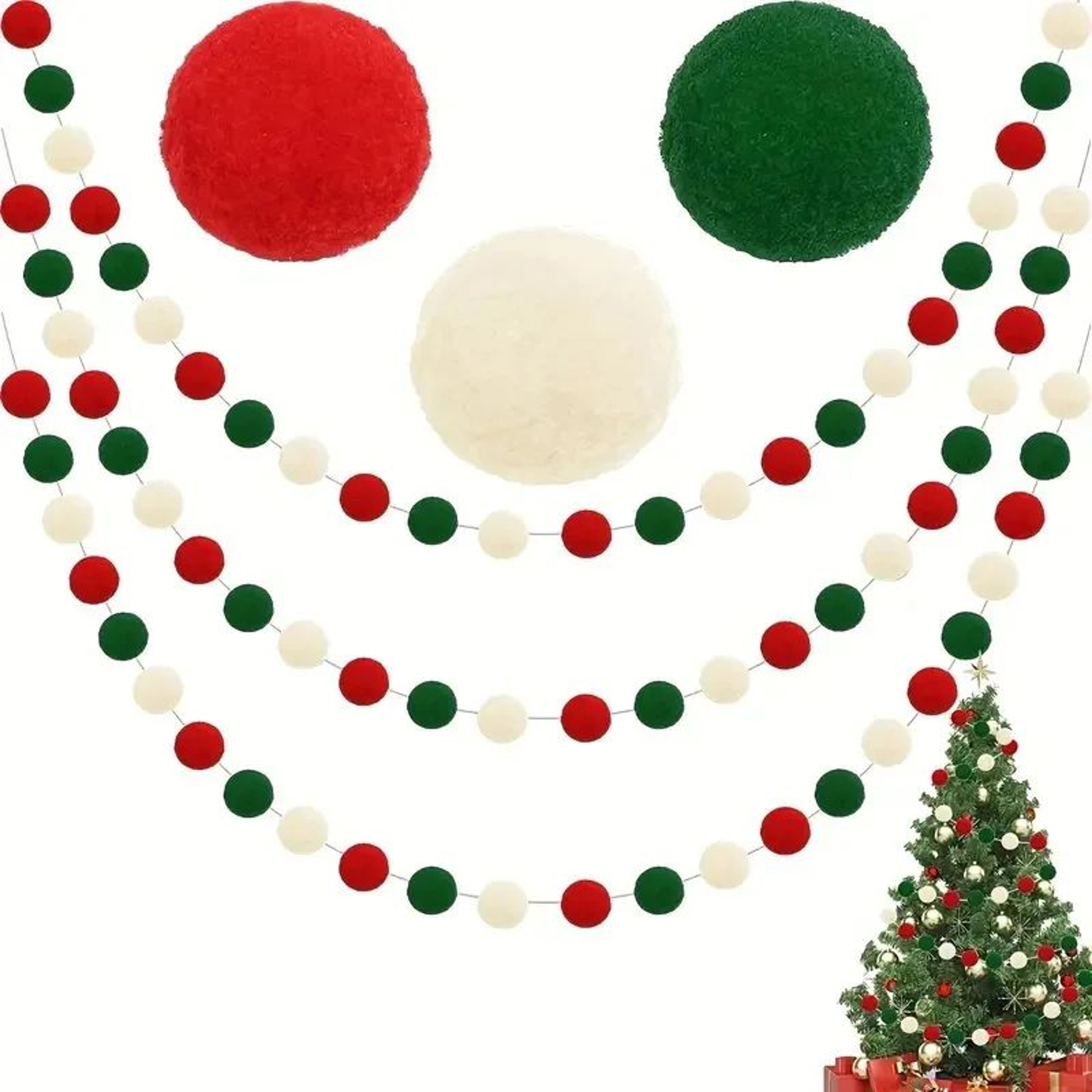 Christmas Hanging Pom Pom Ball Set 0