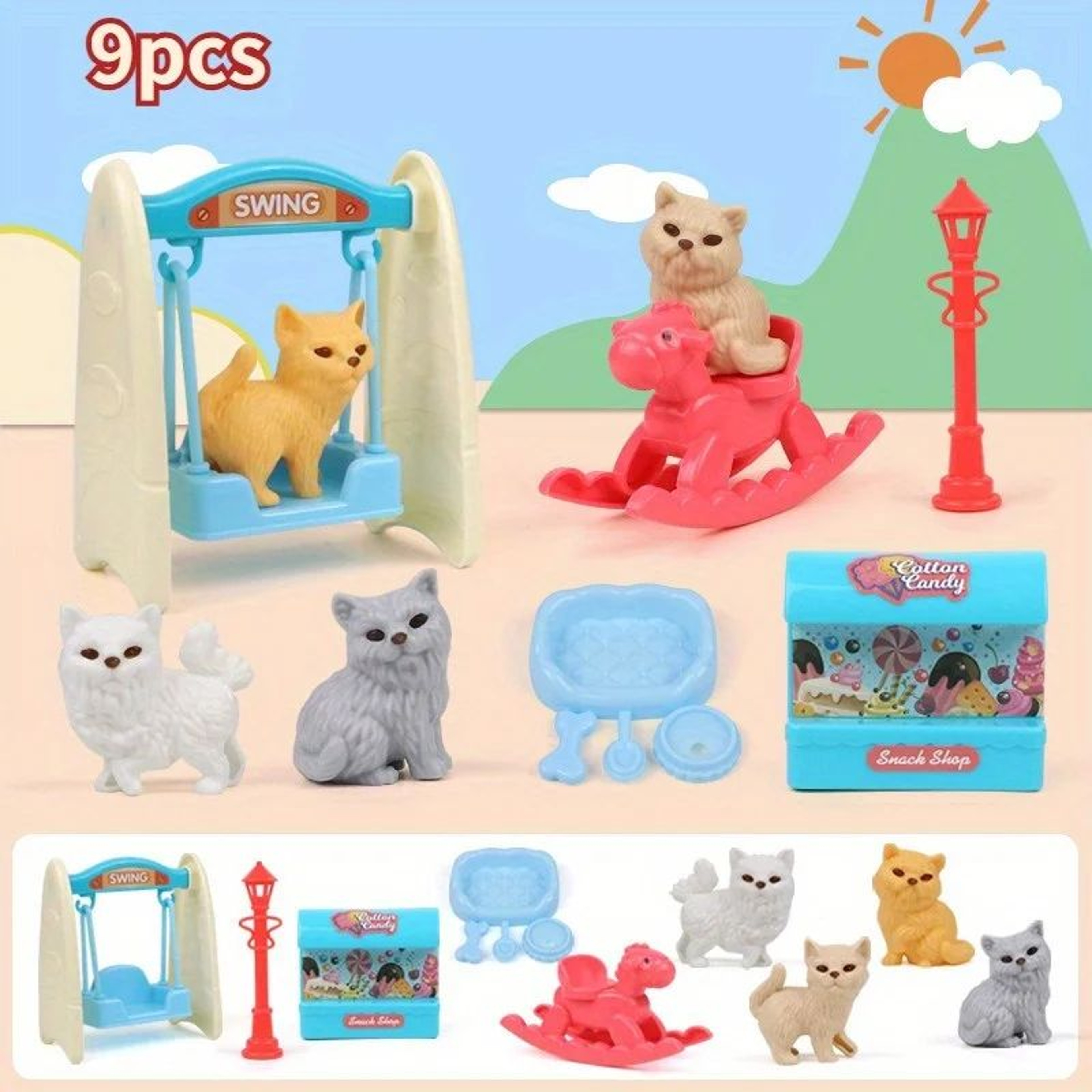 Cute Dog Doll Basket Toy Set 6