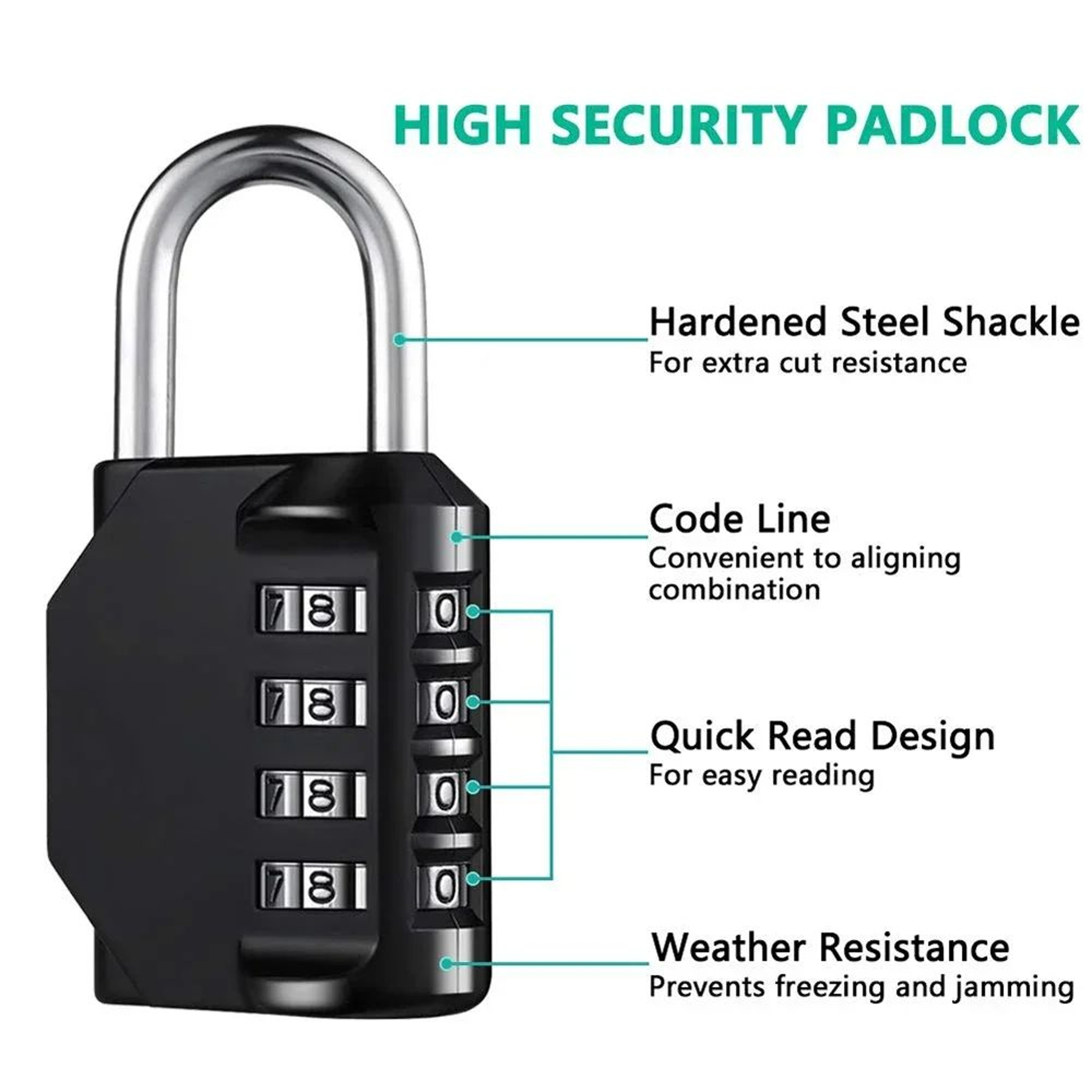4 Digit Resettable Combination Padlock 1