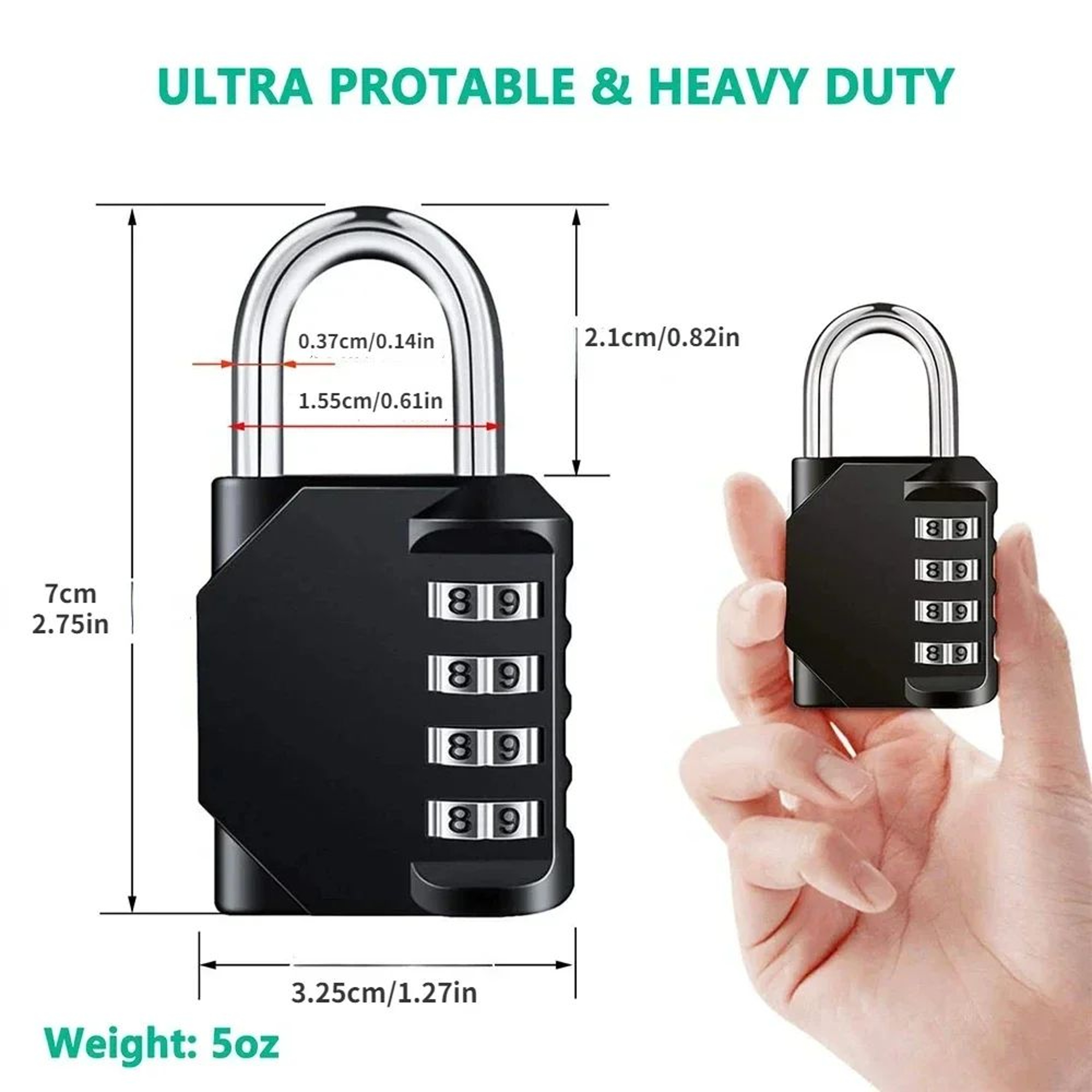 4 Digit Resettable Combination Padlock 2