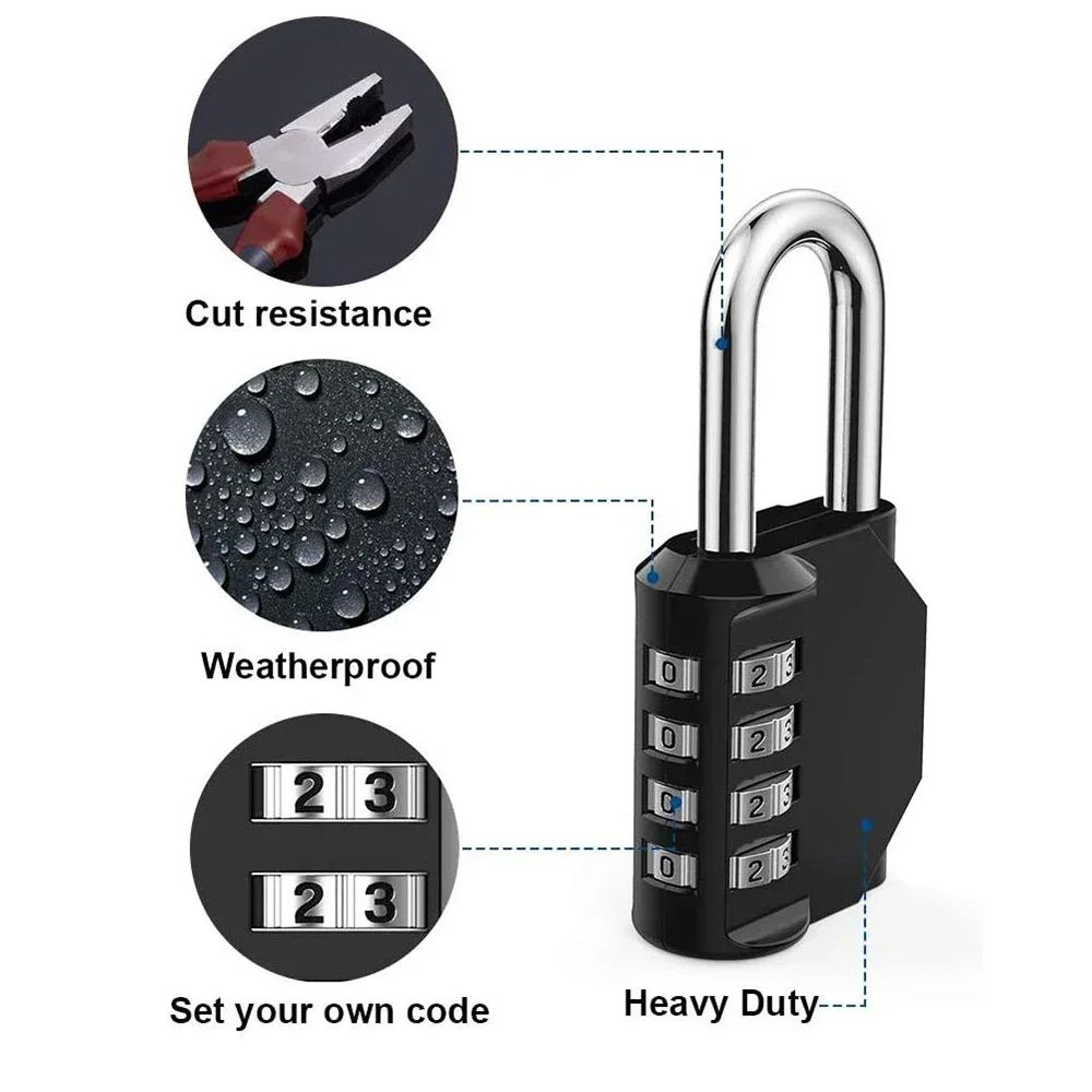 4 Digit Resettable Combination Padlock 6