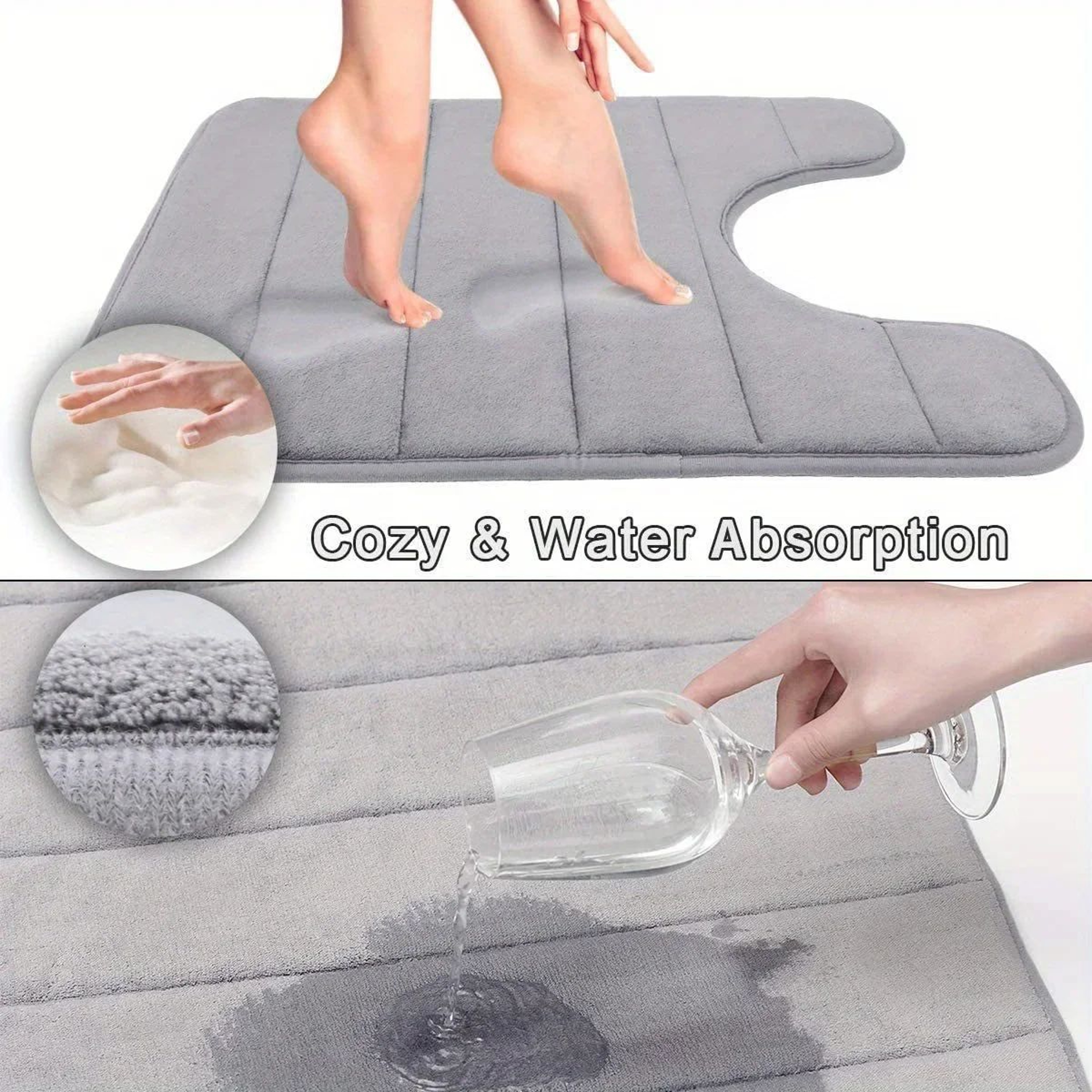 U Shaped Memory Foam Toilet Mat 9