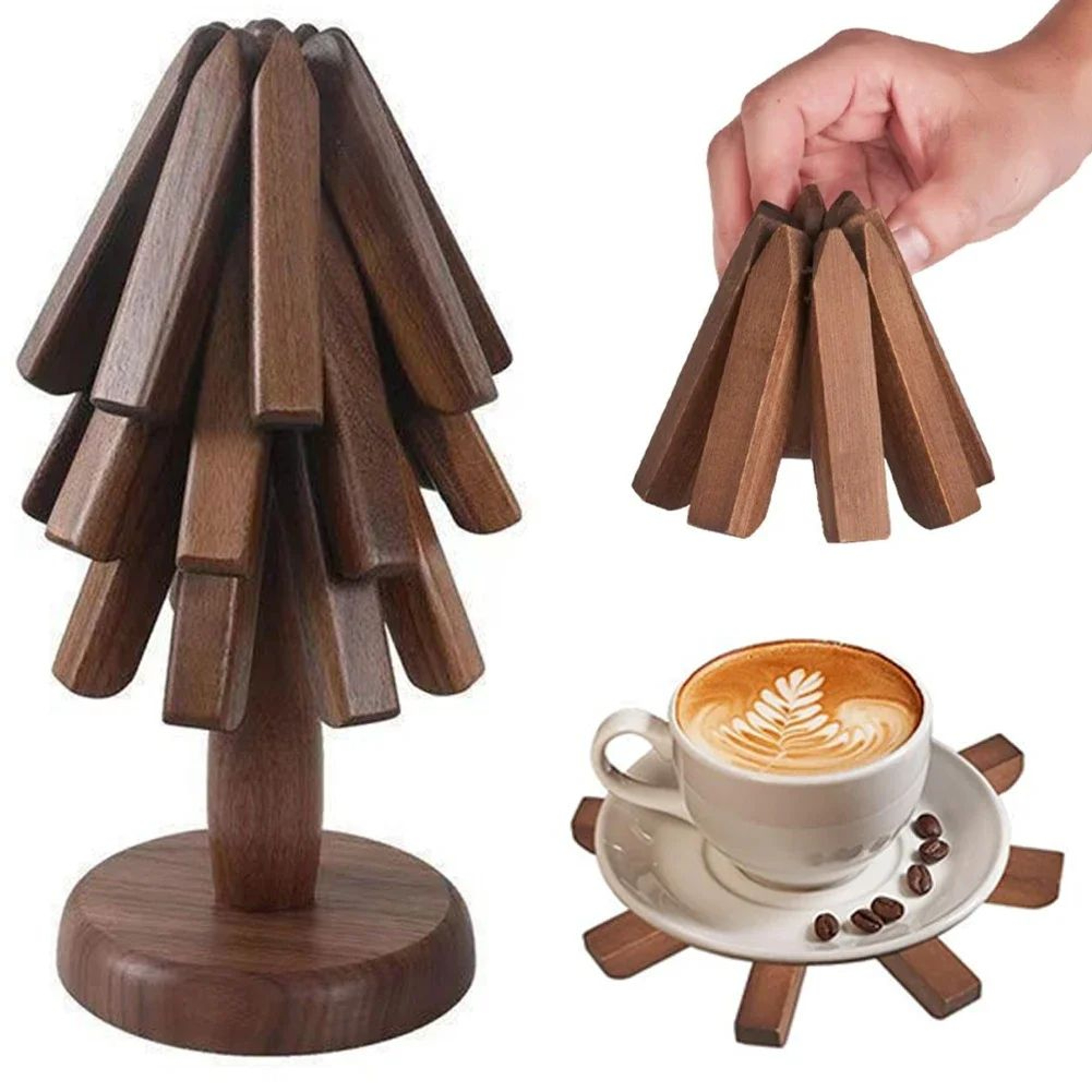 Folding Wooden Trivet Hot Dish Mat 3