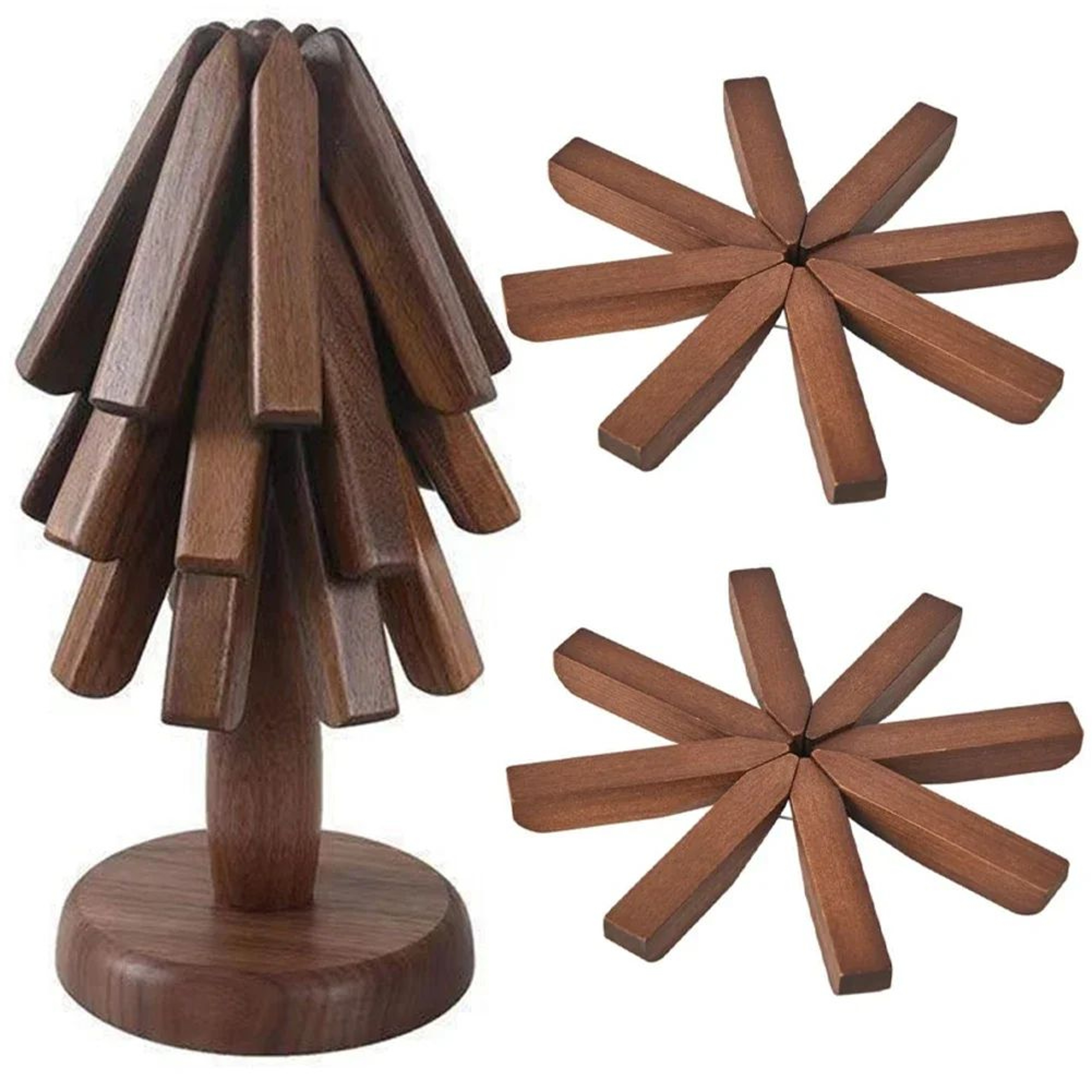 Folding Wooden Trivet Hot Dish Mat 6