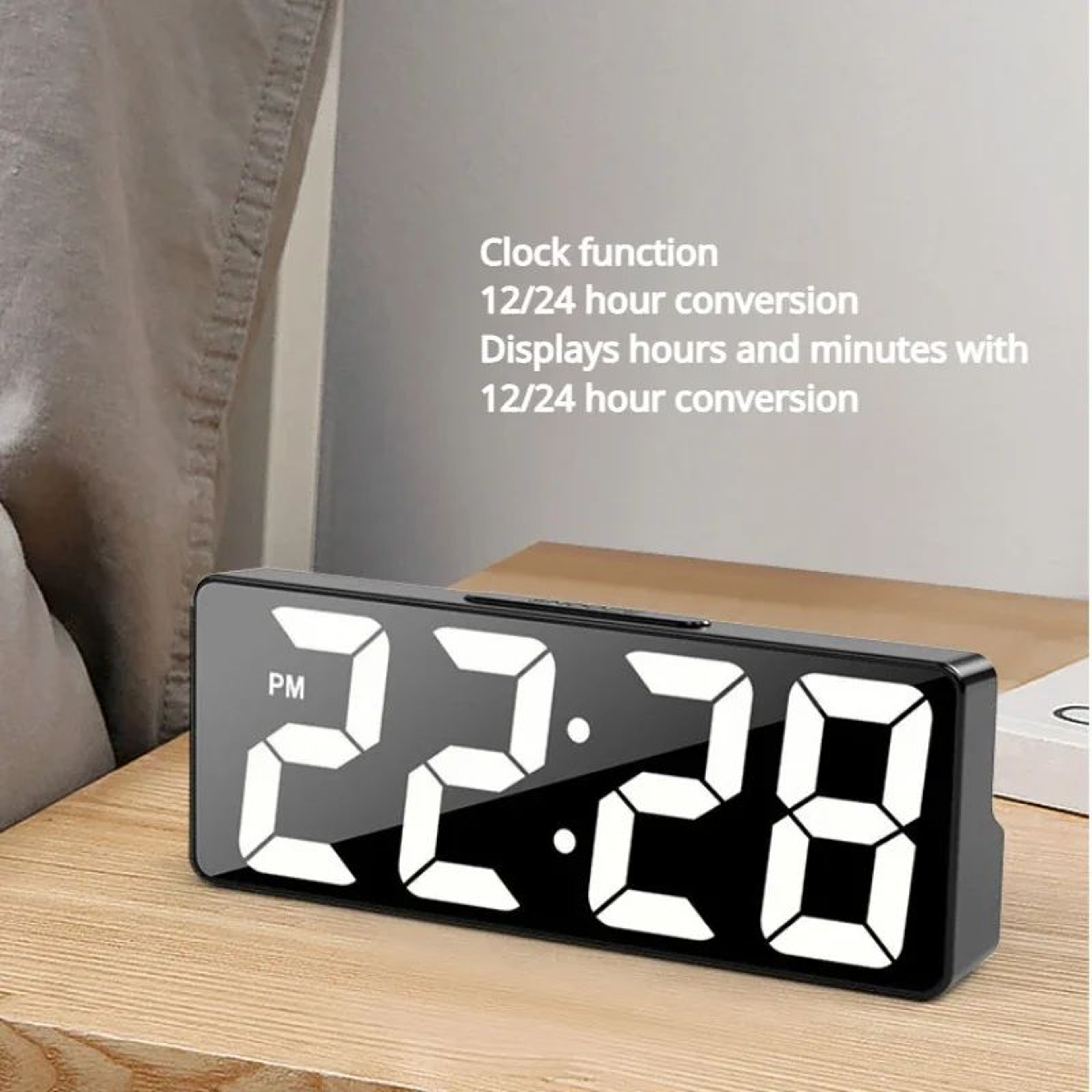 LED Digital Alarm Clock Mirror Display 1