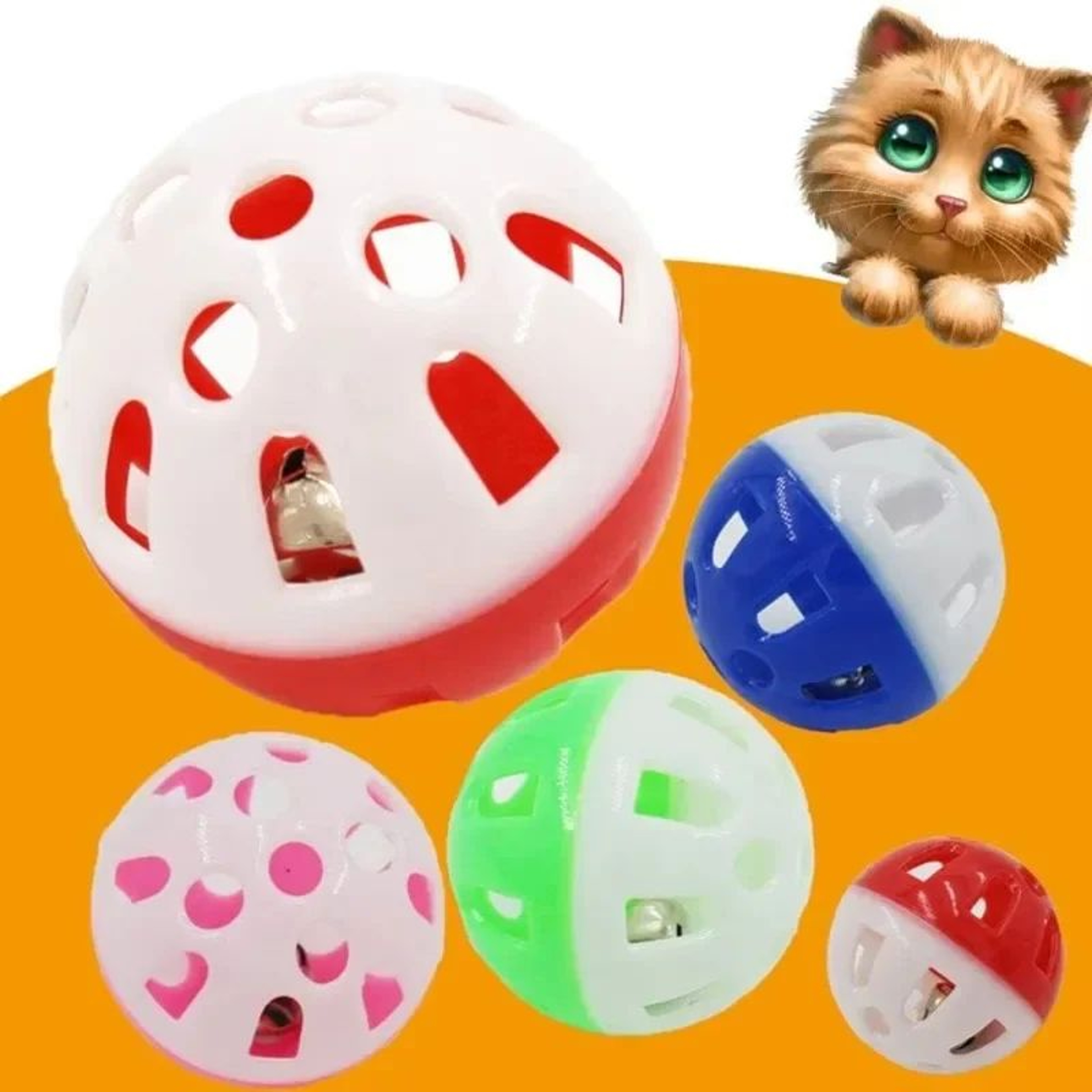 Cat Toy Jingle Ball Set With Bells 2