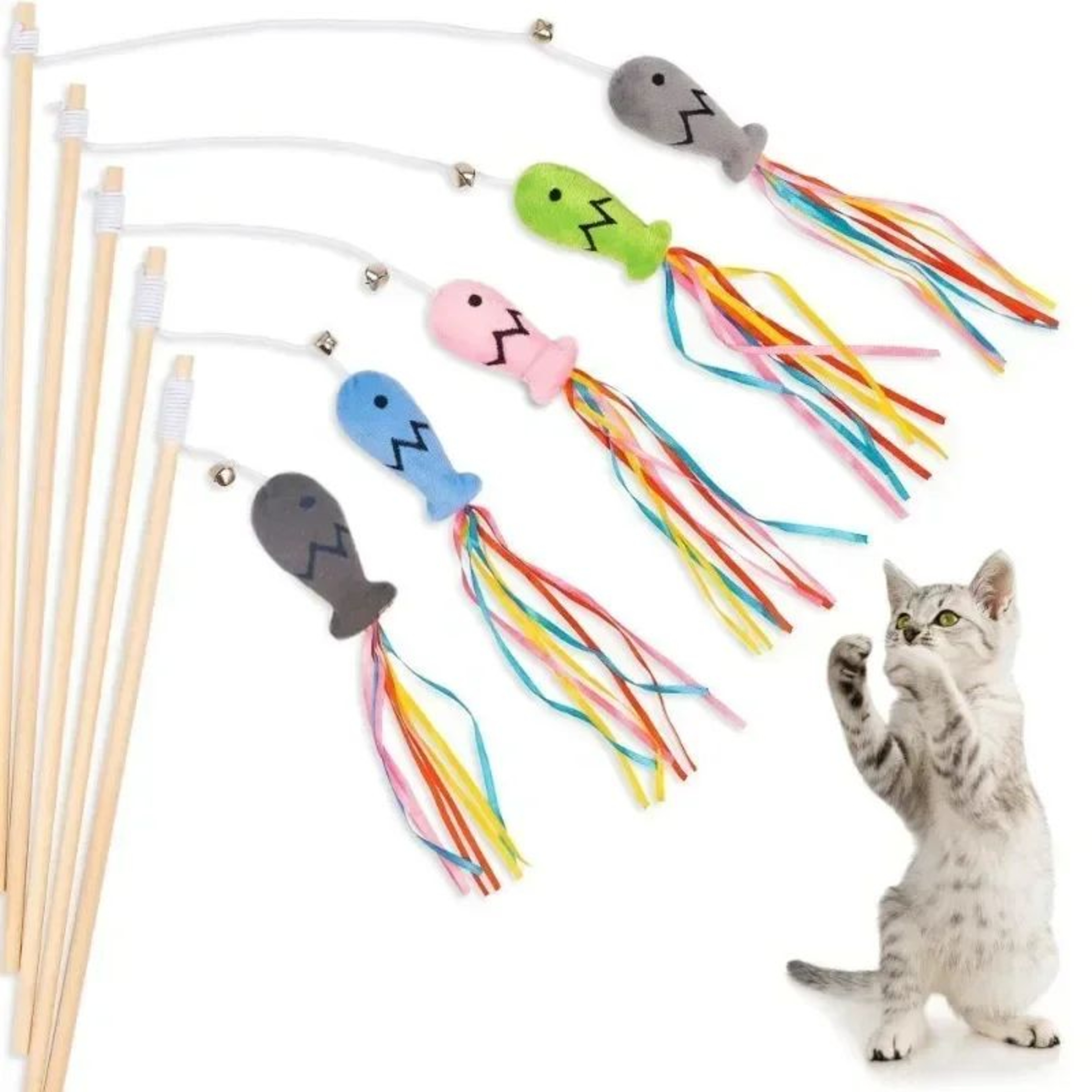 Cat Teaser Wand Toy With Fish Design 0