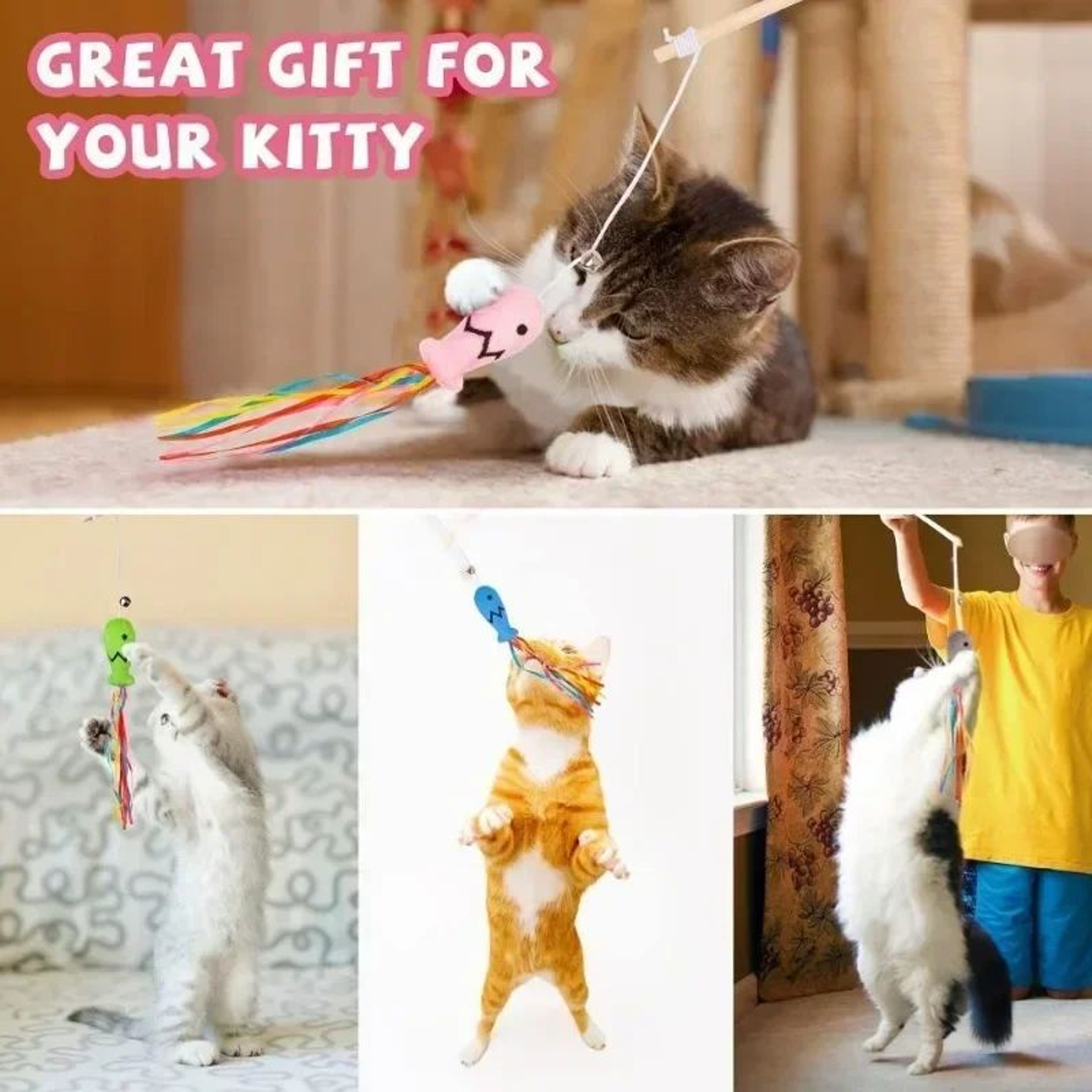 Cat Teaser Wand Toy With Fish Design 2