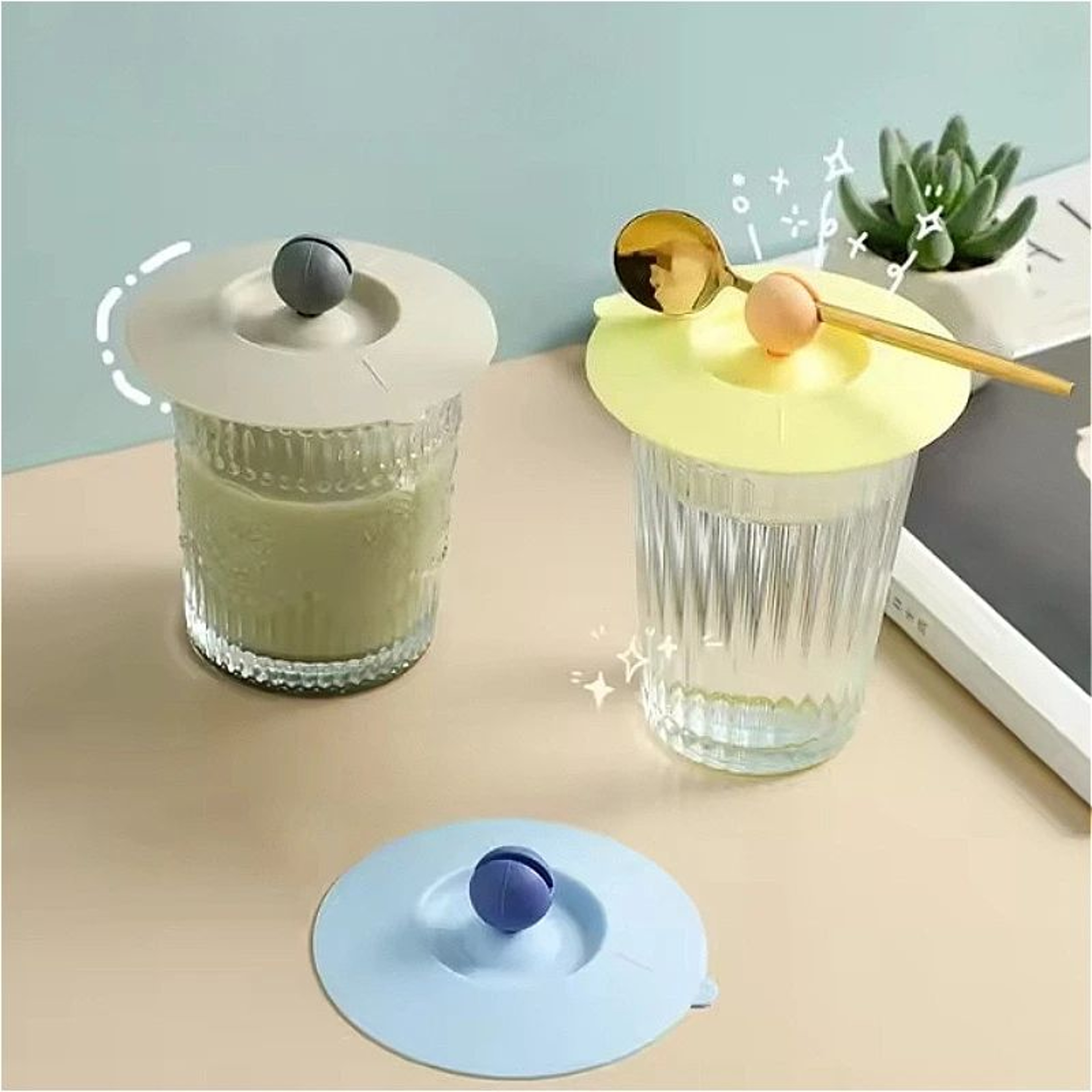 Multi Purpose Silicone Cup Lid With Spoon Holder 0