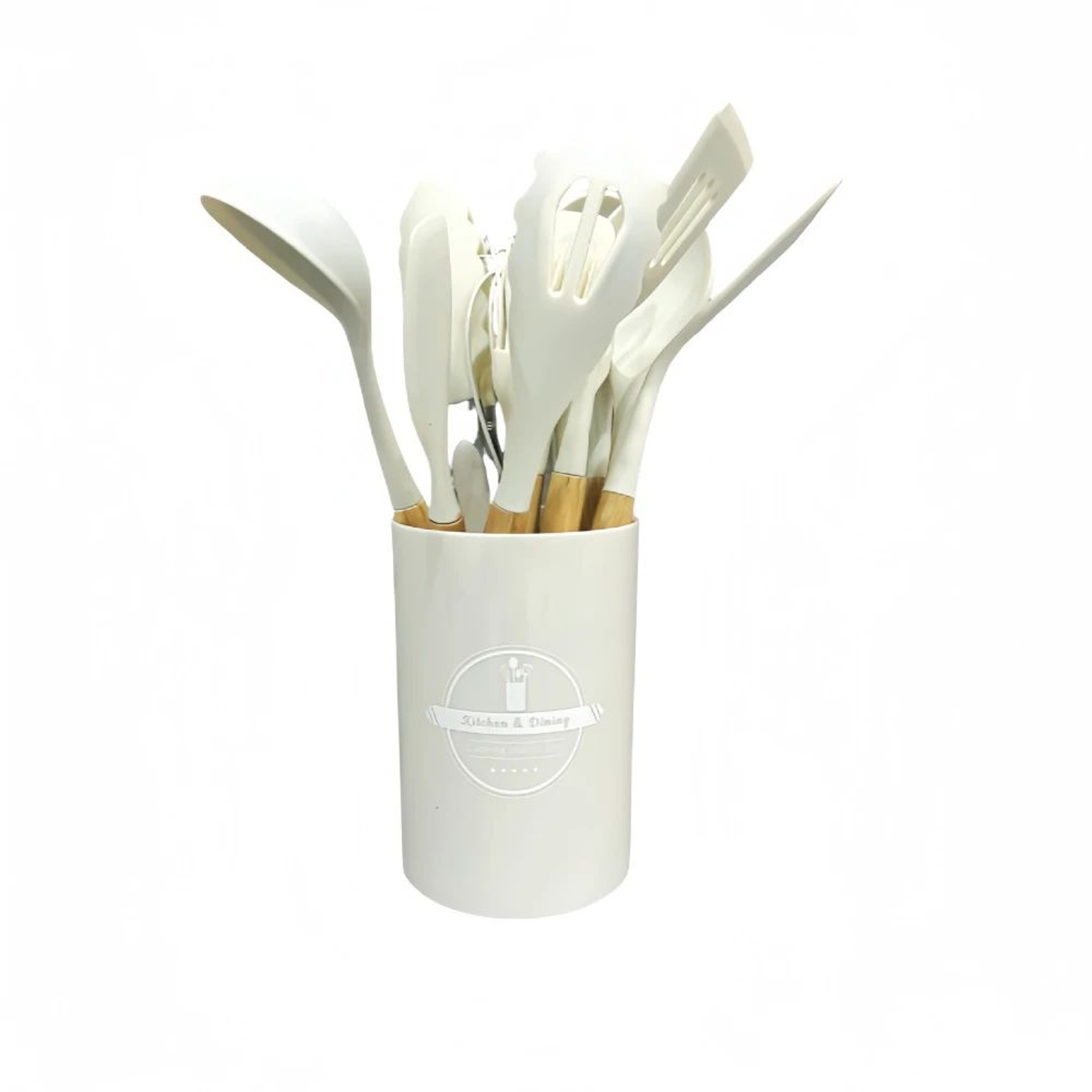 Silicone Kitchen Utensil Set With Wooden Handles 9