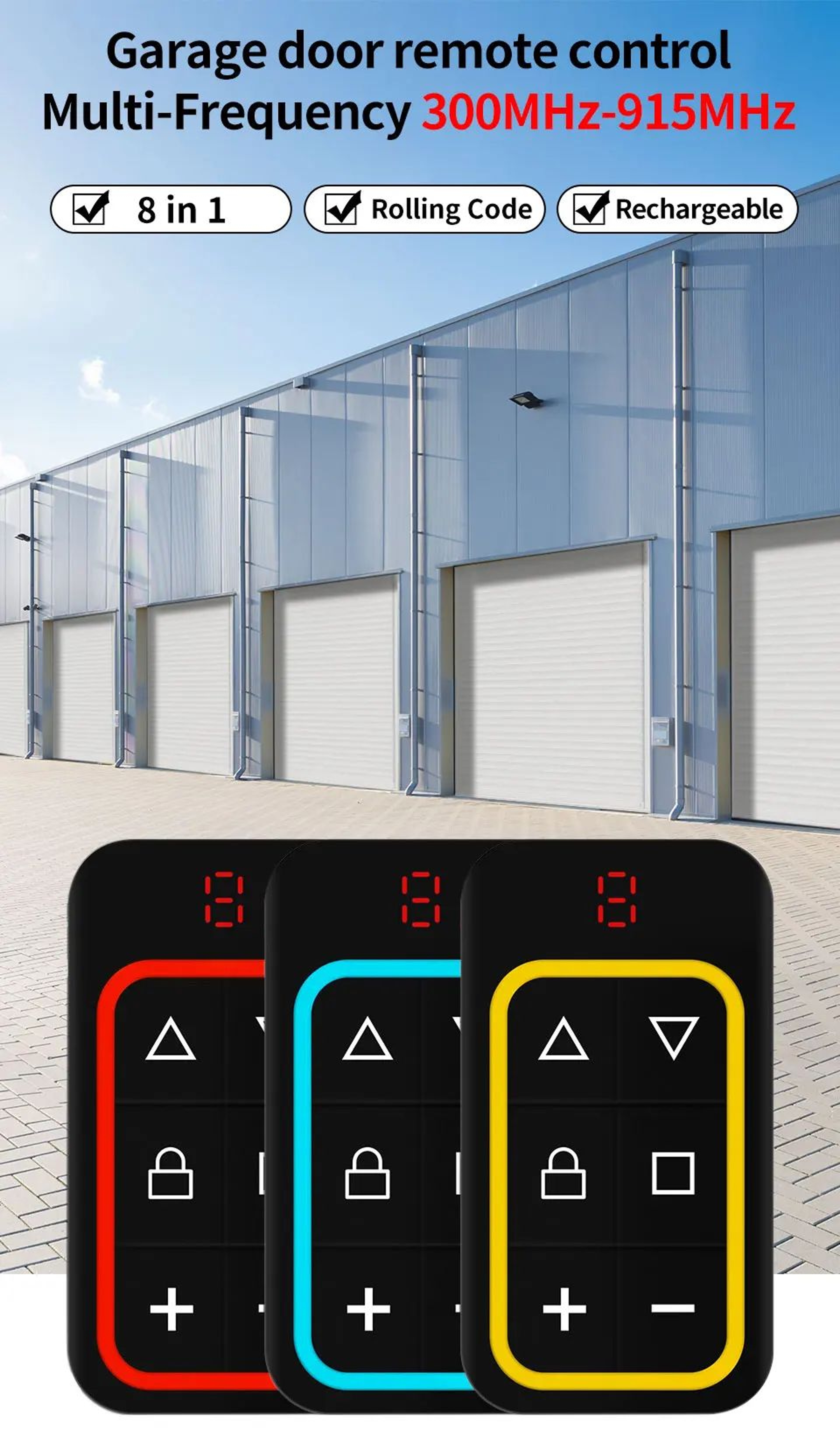 Universal Garage Door Remote Control Duplicator 8Channel MultiFrequency 6