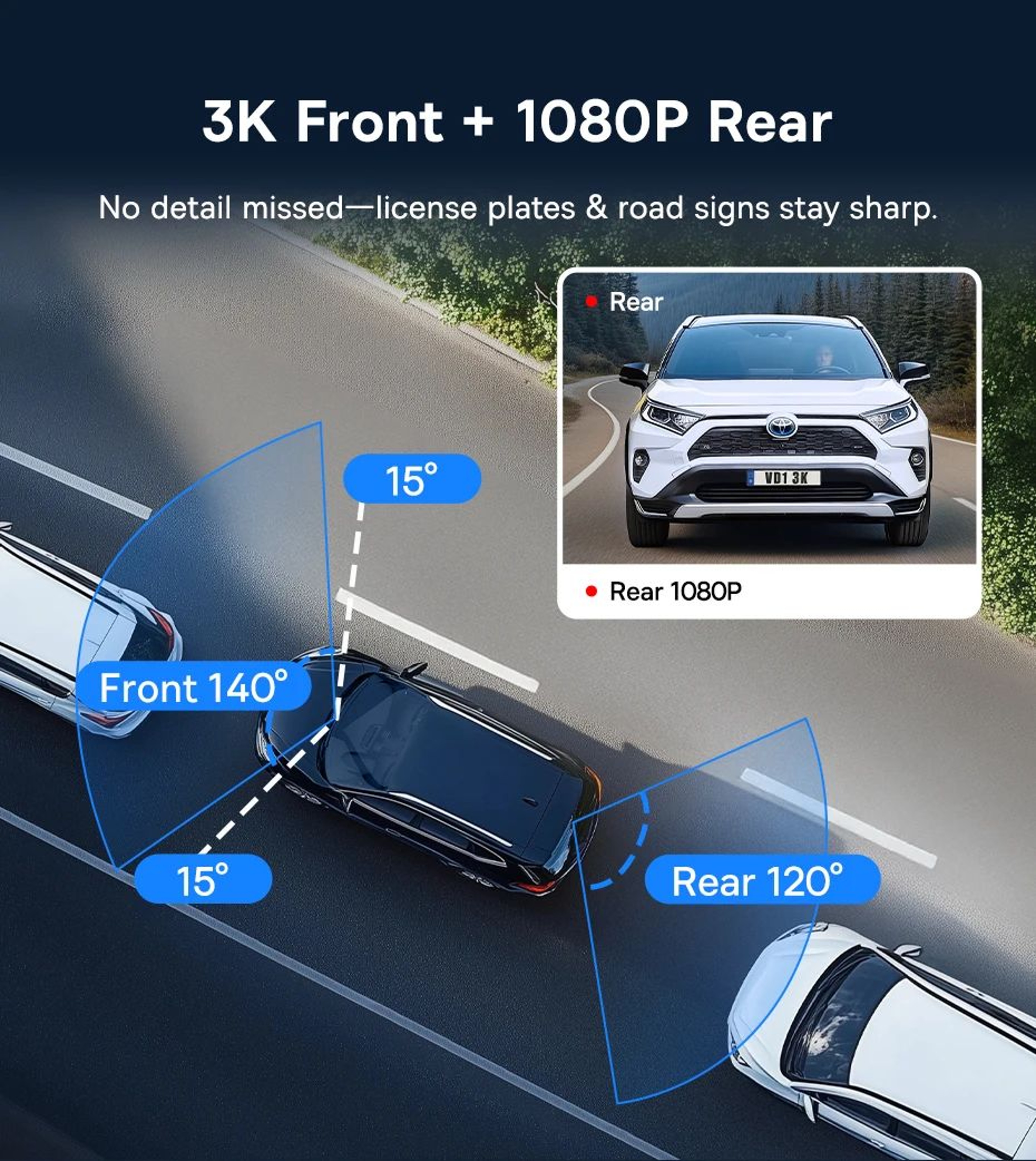 Baseus 3K Front  Rear GPS Dash Cam With 24H Parking Support 6