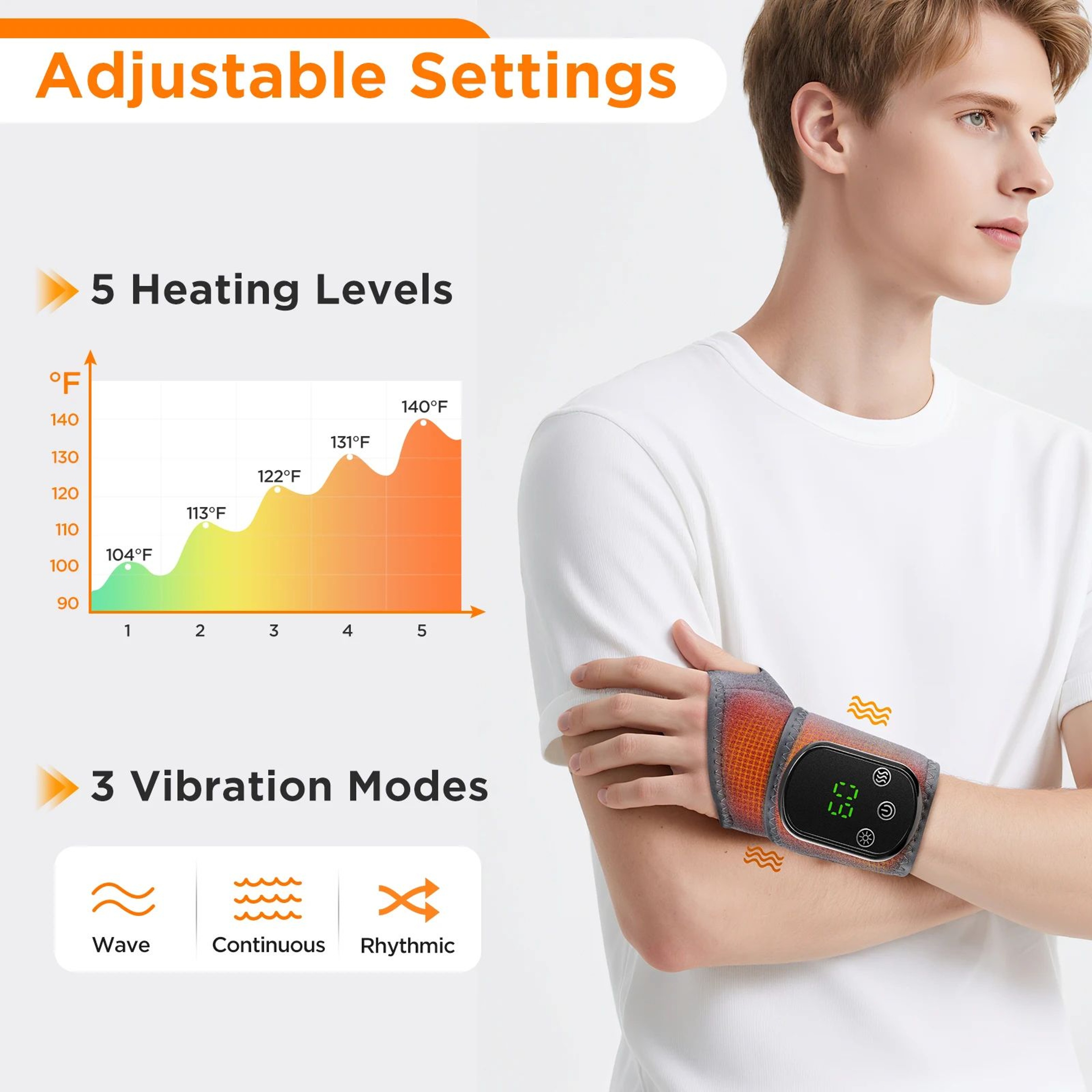 Electric Heated Wrist  Hand Massager Brace With Adjustable Heat And Vibration 1