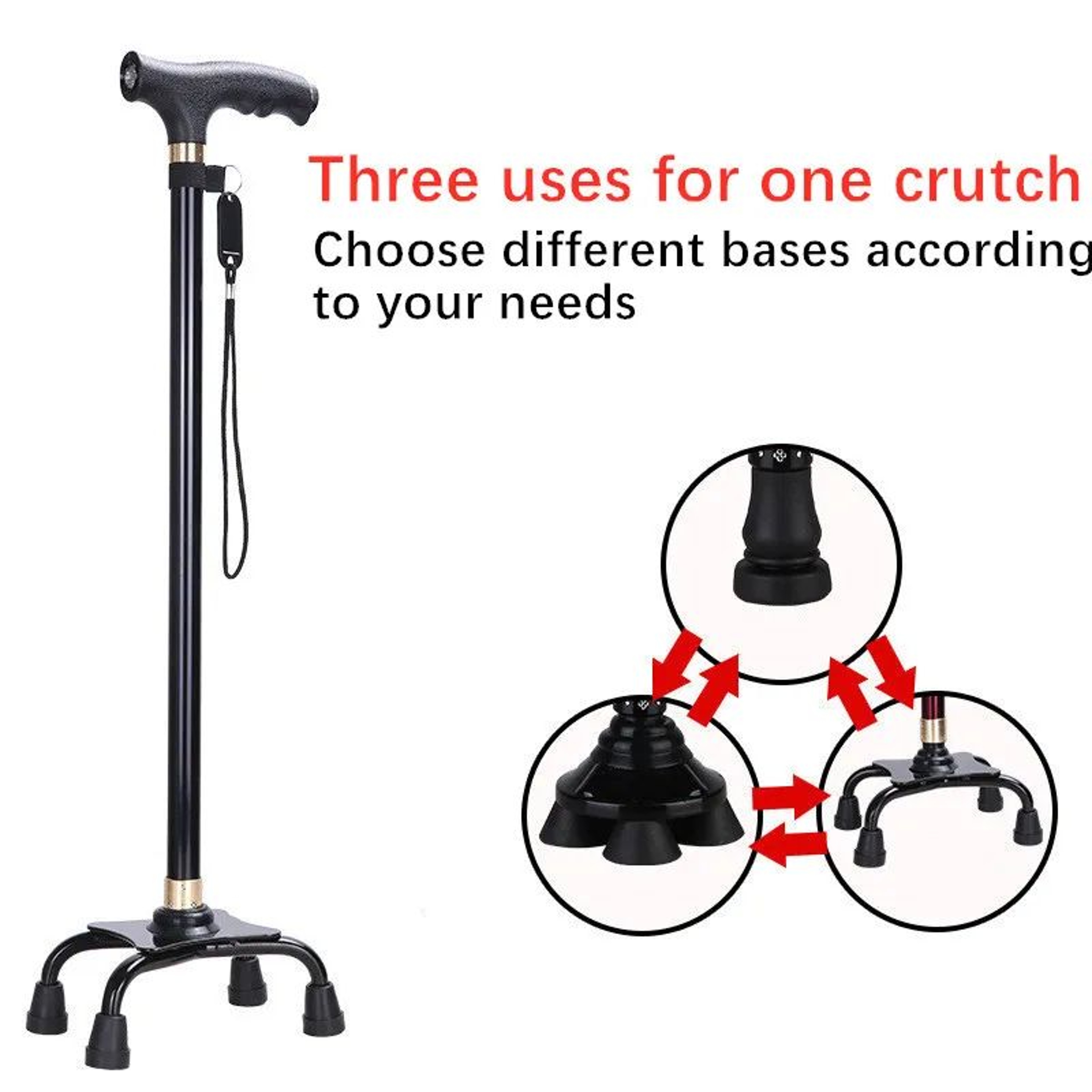 Retractable NonSlip Aluminum Walking Cane With LED Light 9