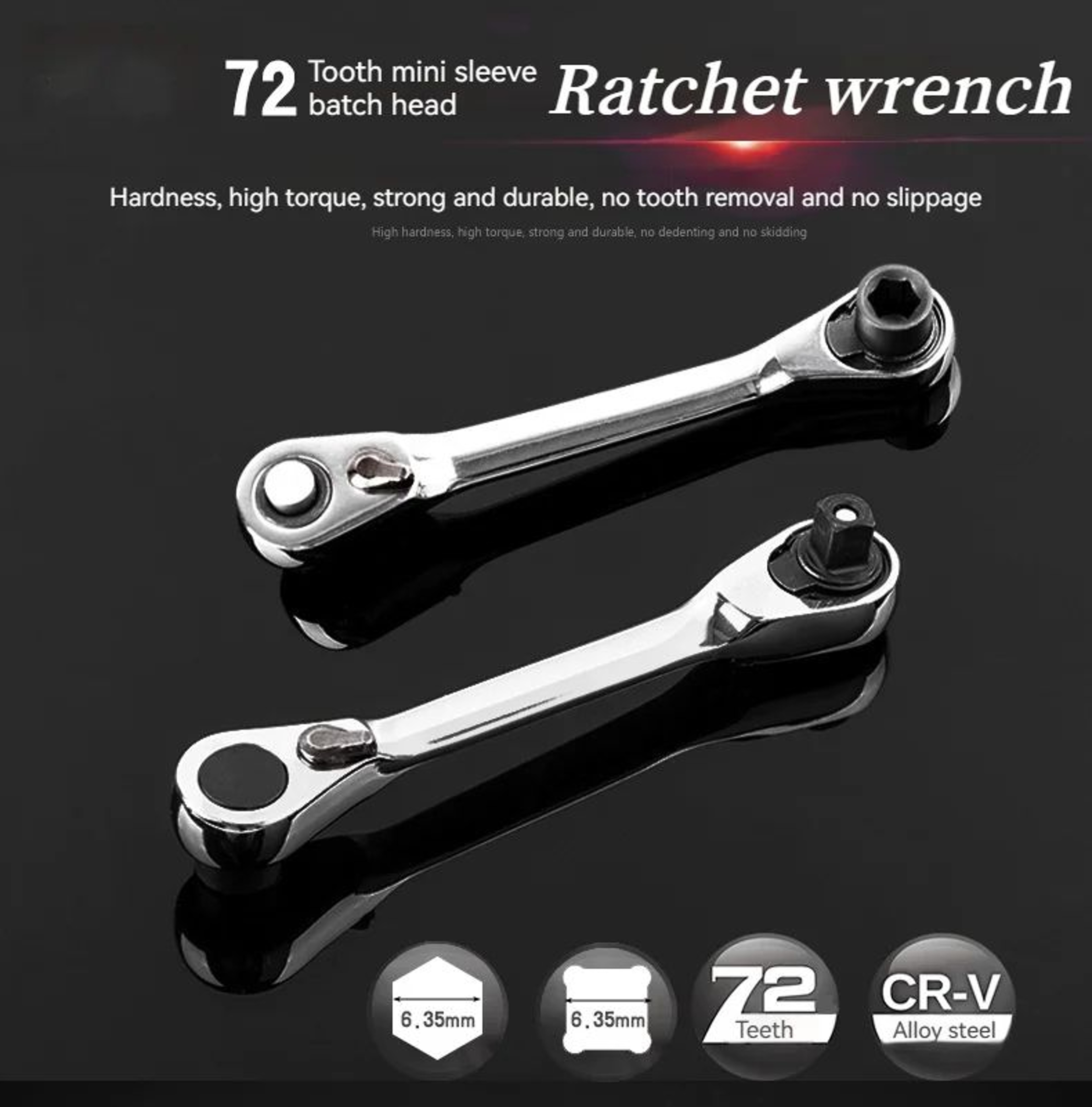 2in1 Compact Ratchet Wrench With Socket  Screwdriver Bits 6