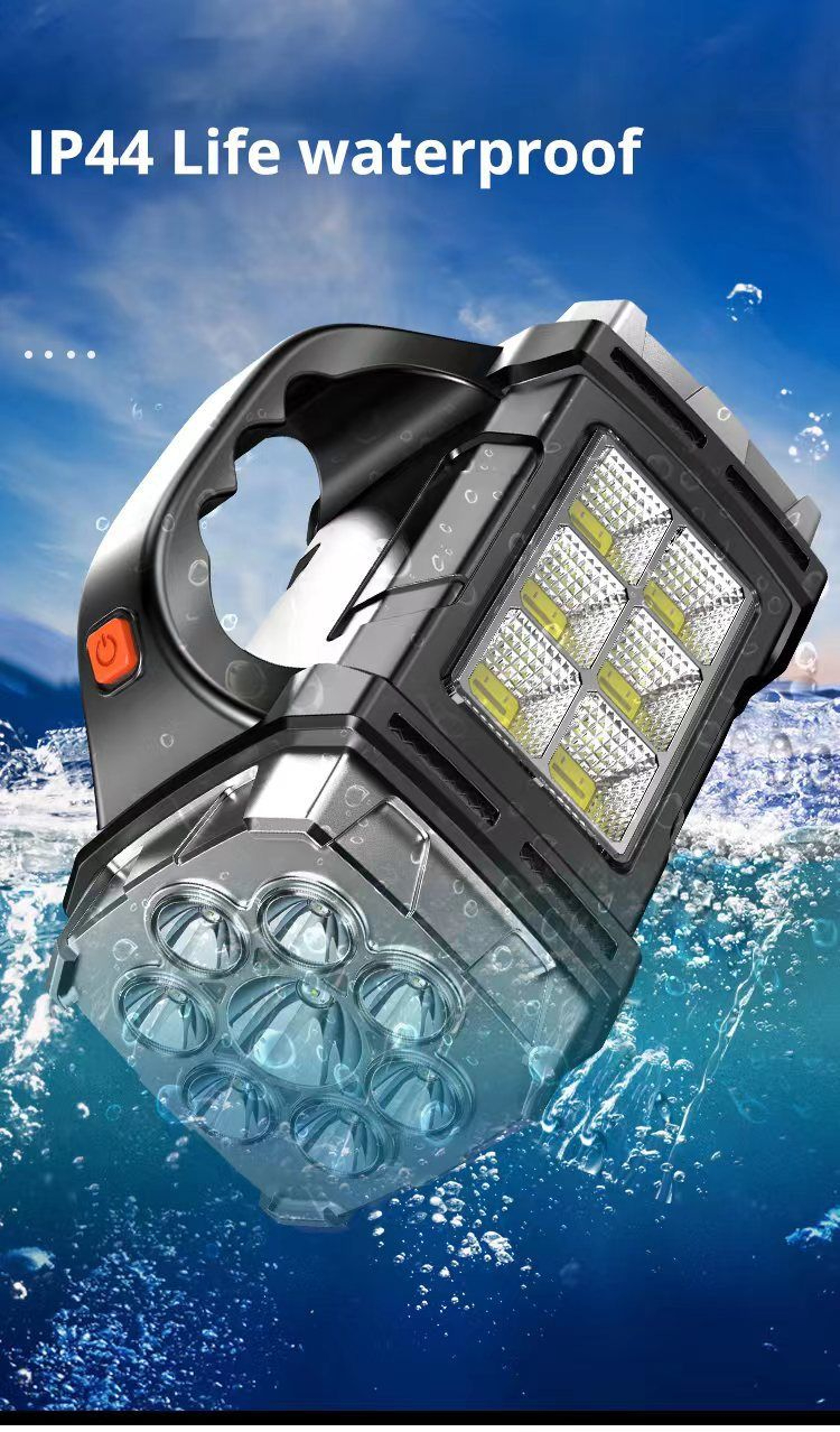 Rechargeable Solar LED Flashlight Work Light 15