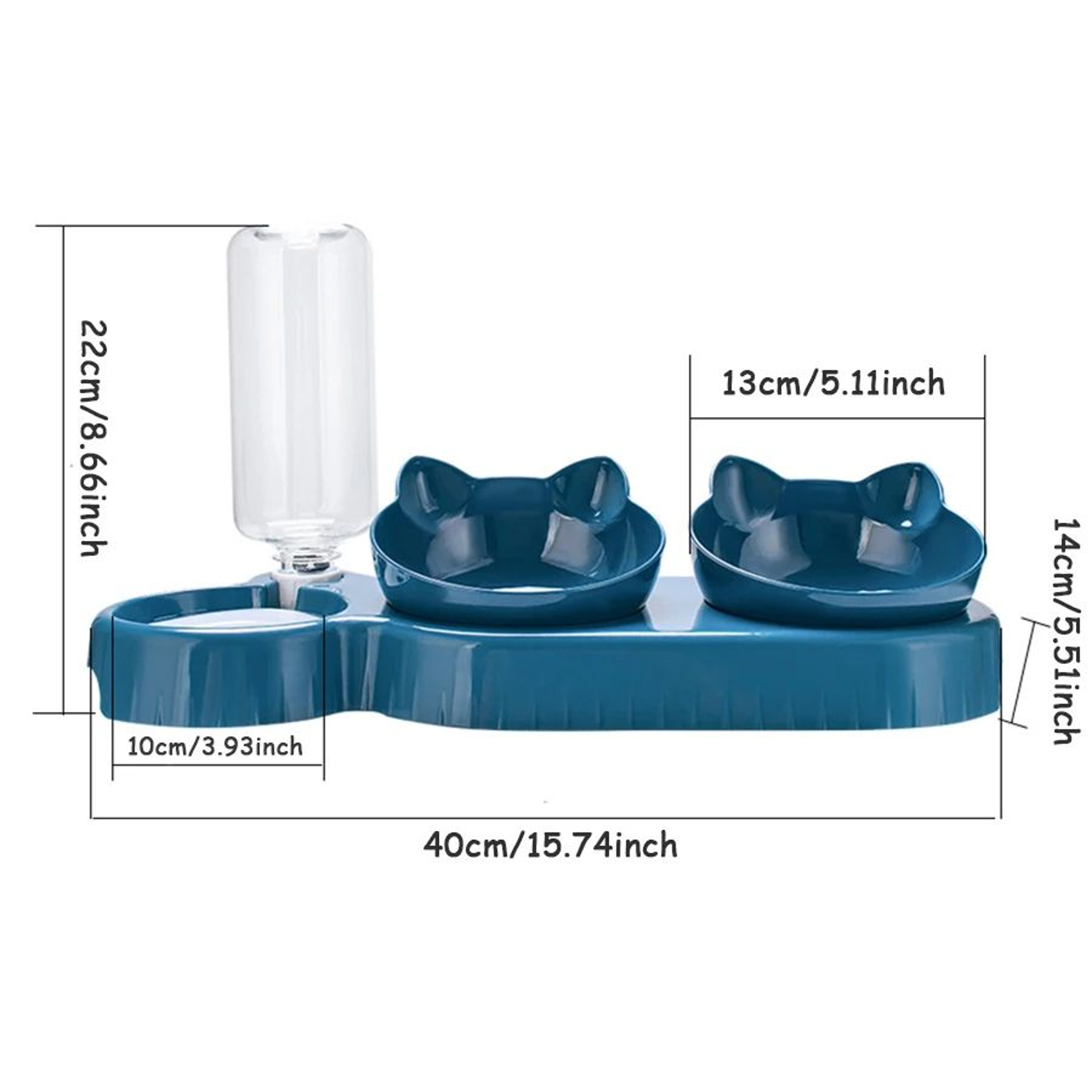 Triple Pet Feeder Bowls With Water Bottle 1