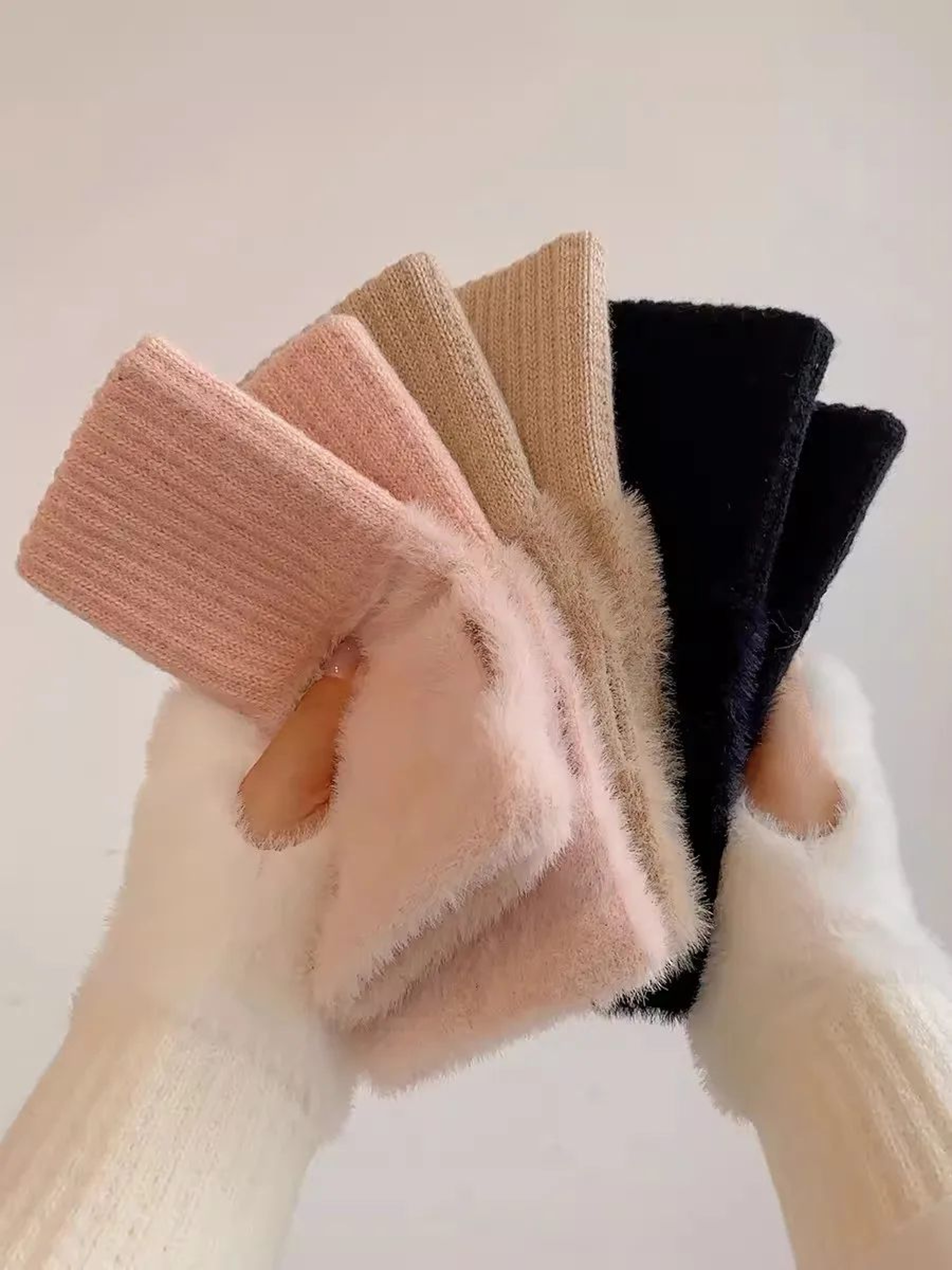 Soft Plush Fingerless Winter Gloves For Women 9