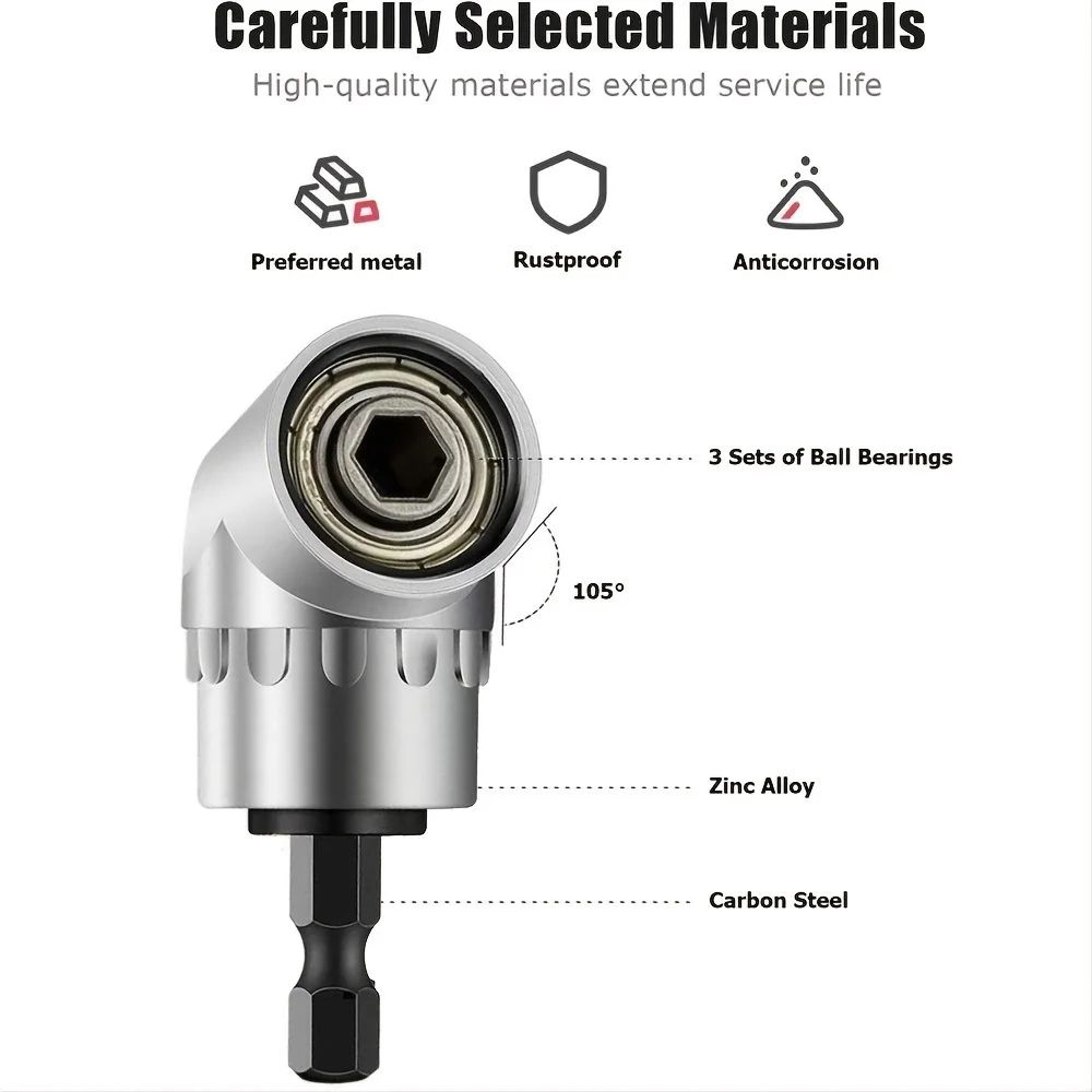 105 Degree Angle Socket Adapter Extension Set 3