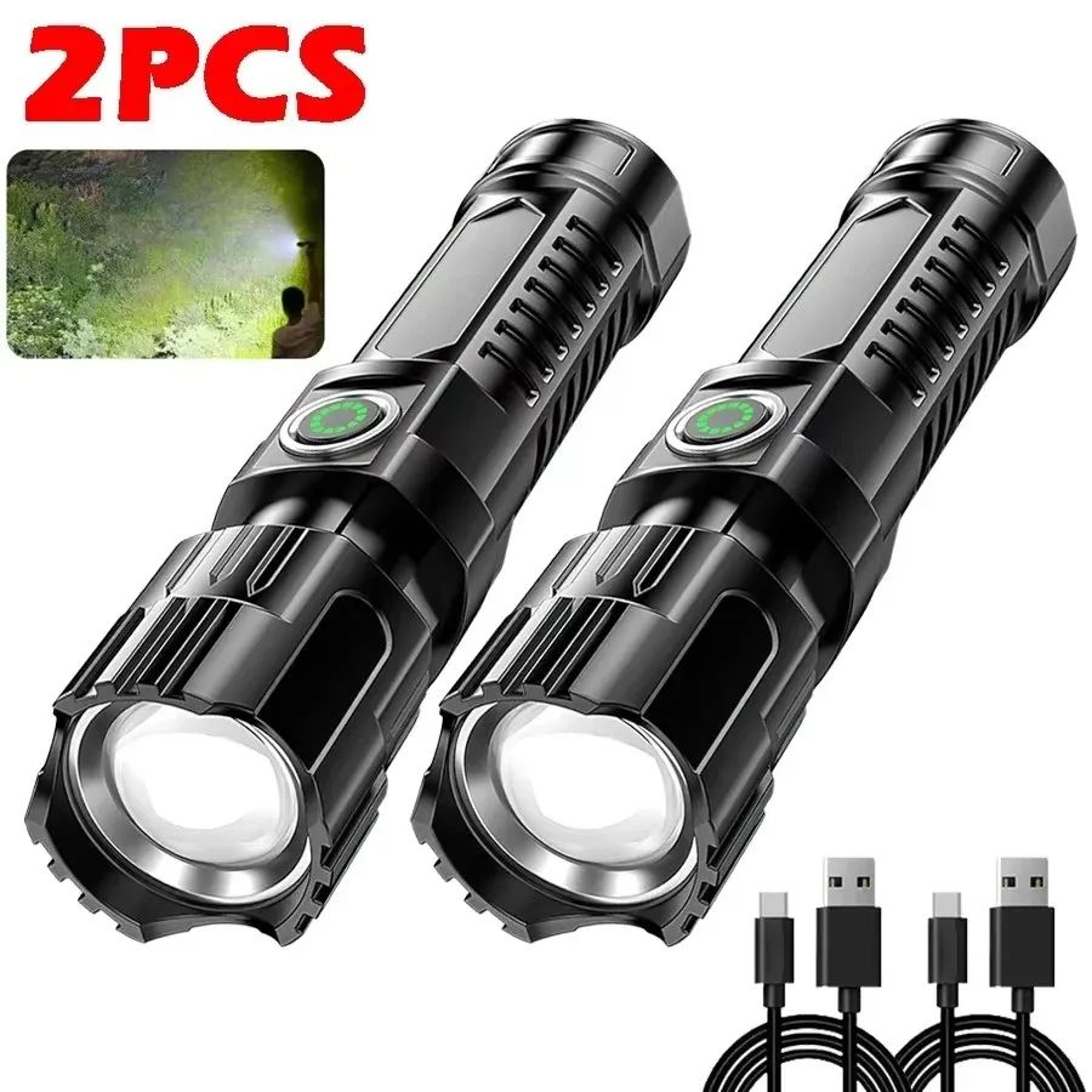 High Power Tactical LED Flashlight With USB Charging 19