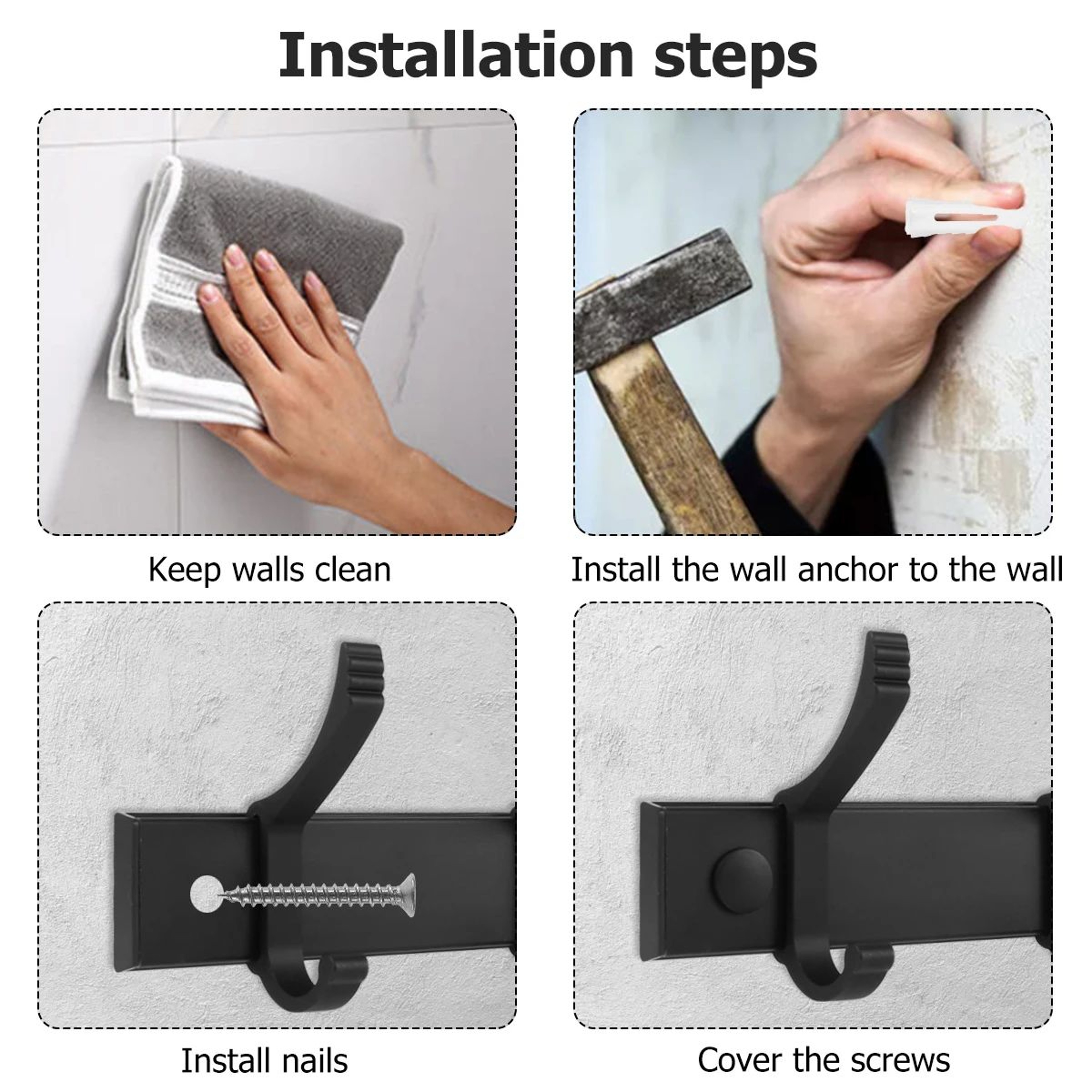 Wall Mounted Aluminum Coat Hook Rack 3
