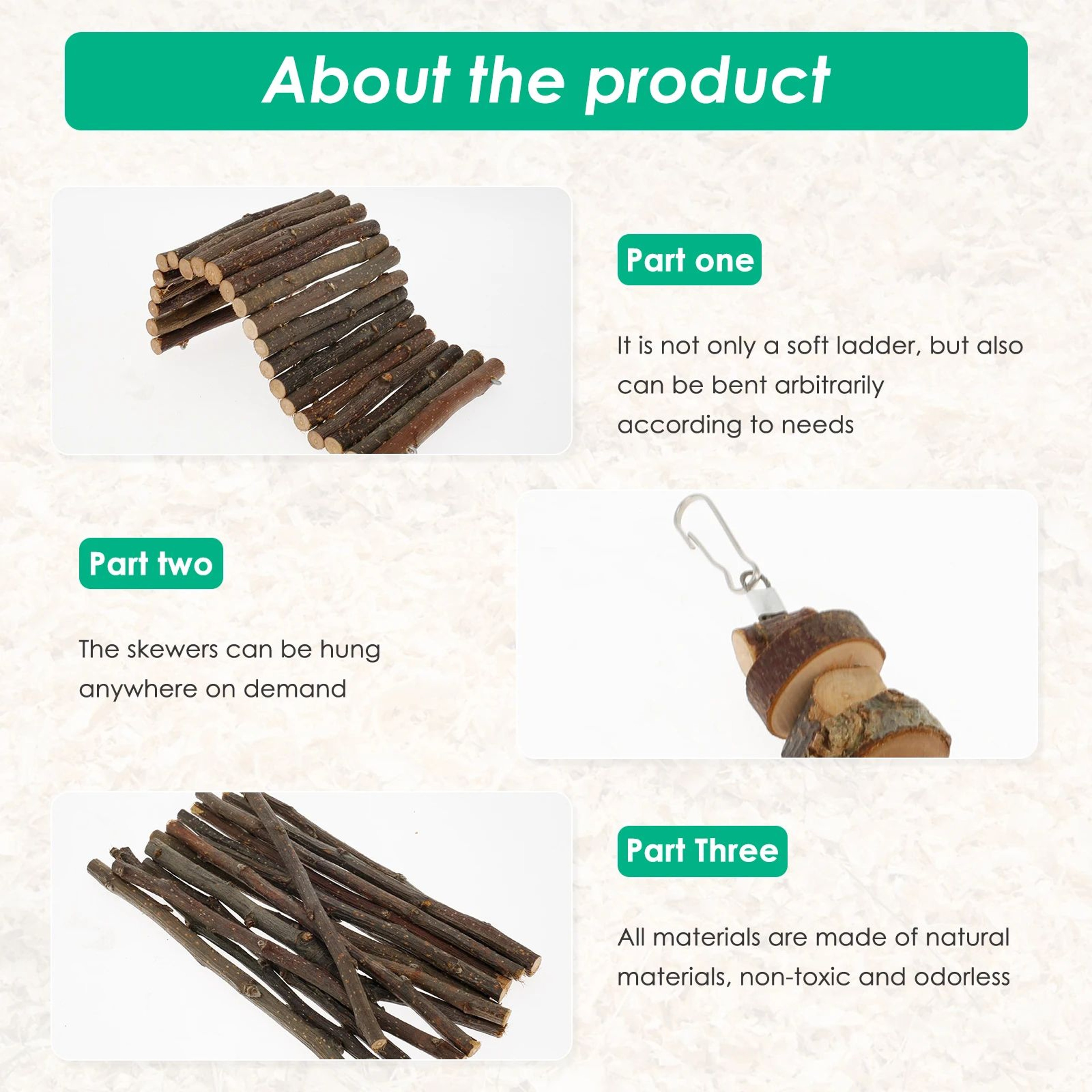 Natural Wooden Small Pet Chew Toy Set 5