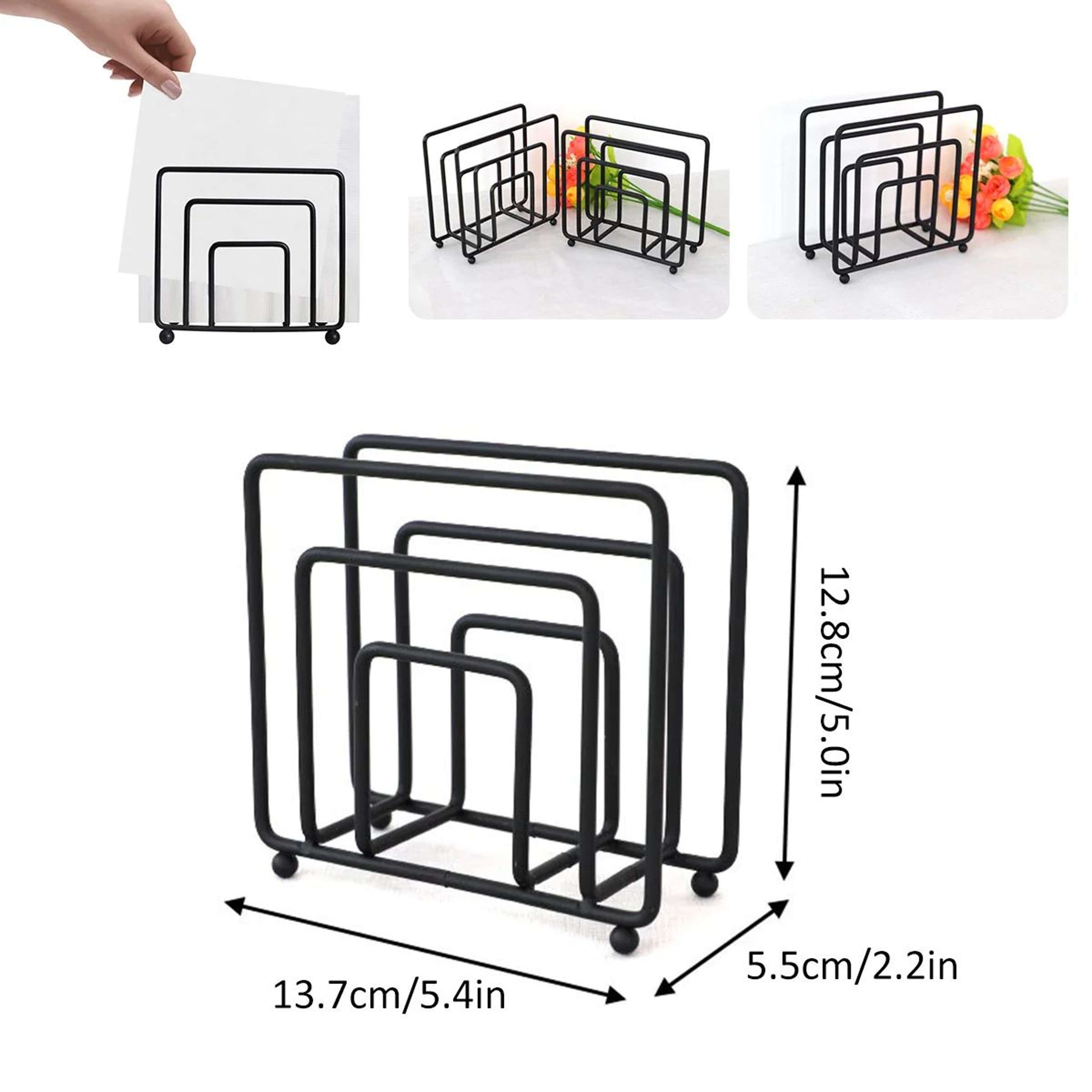 Iron Napkin Holder With Wooden Base 8