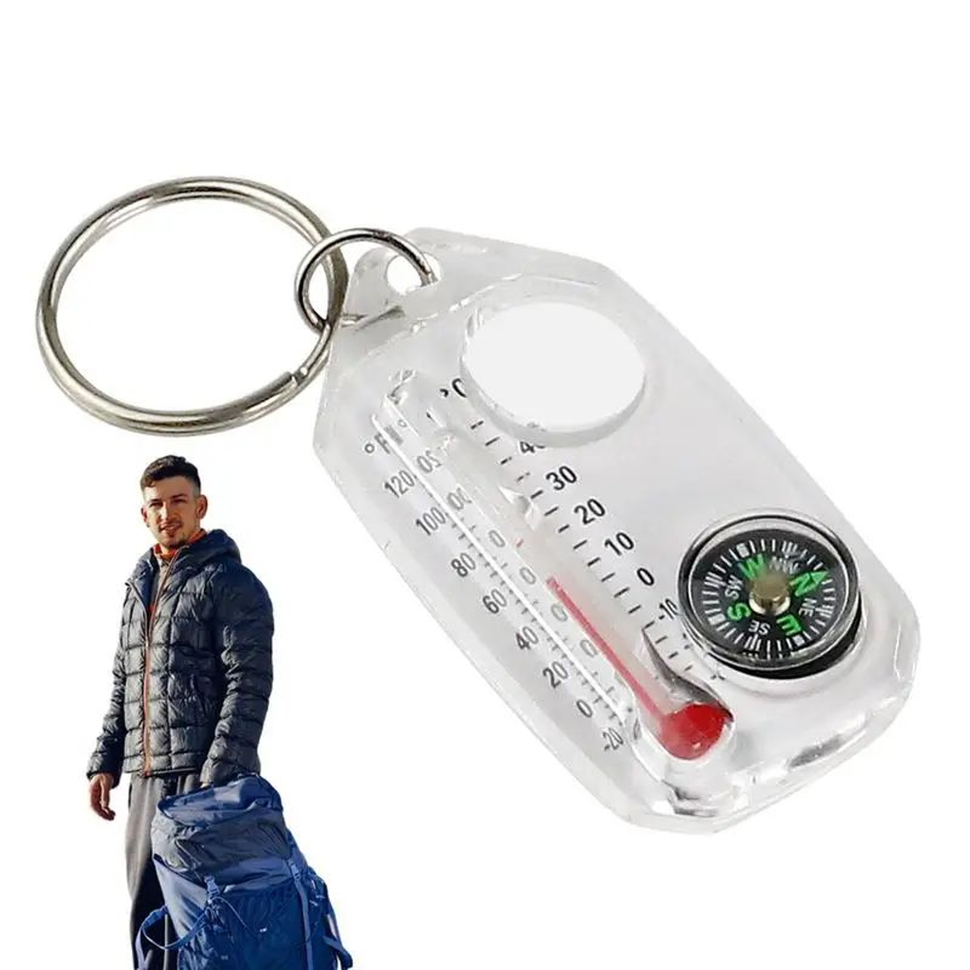 Mini Keychain Compass Thermometer 1
