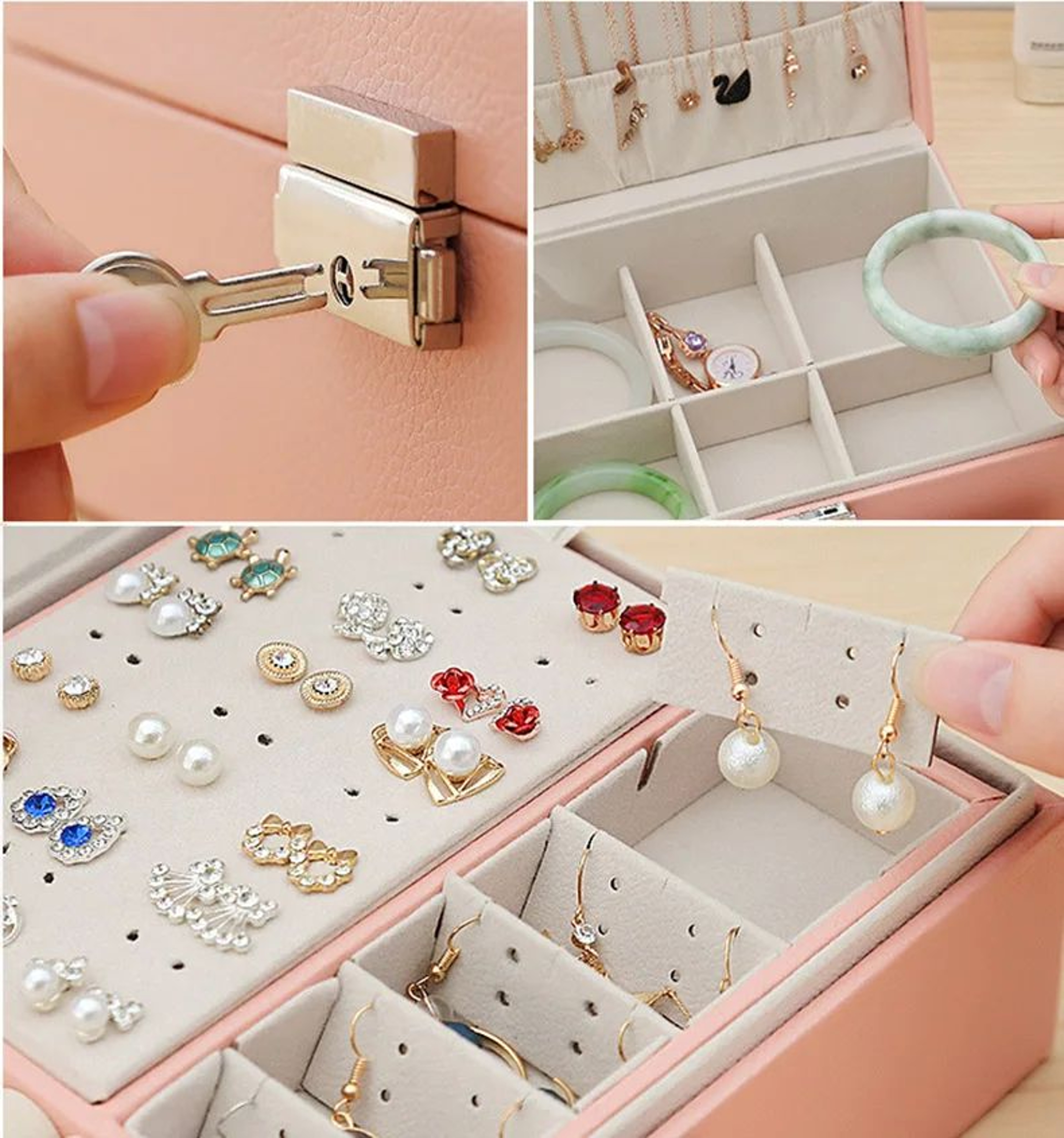 Double Layer Wooden Jewelry Box 11