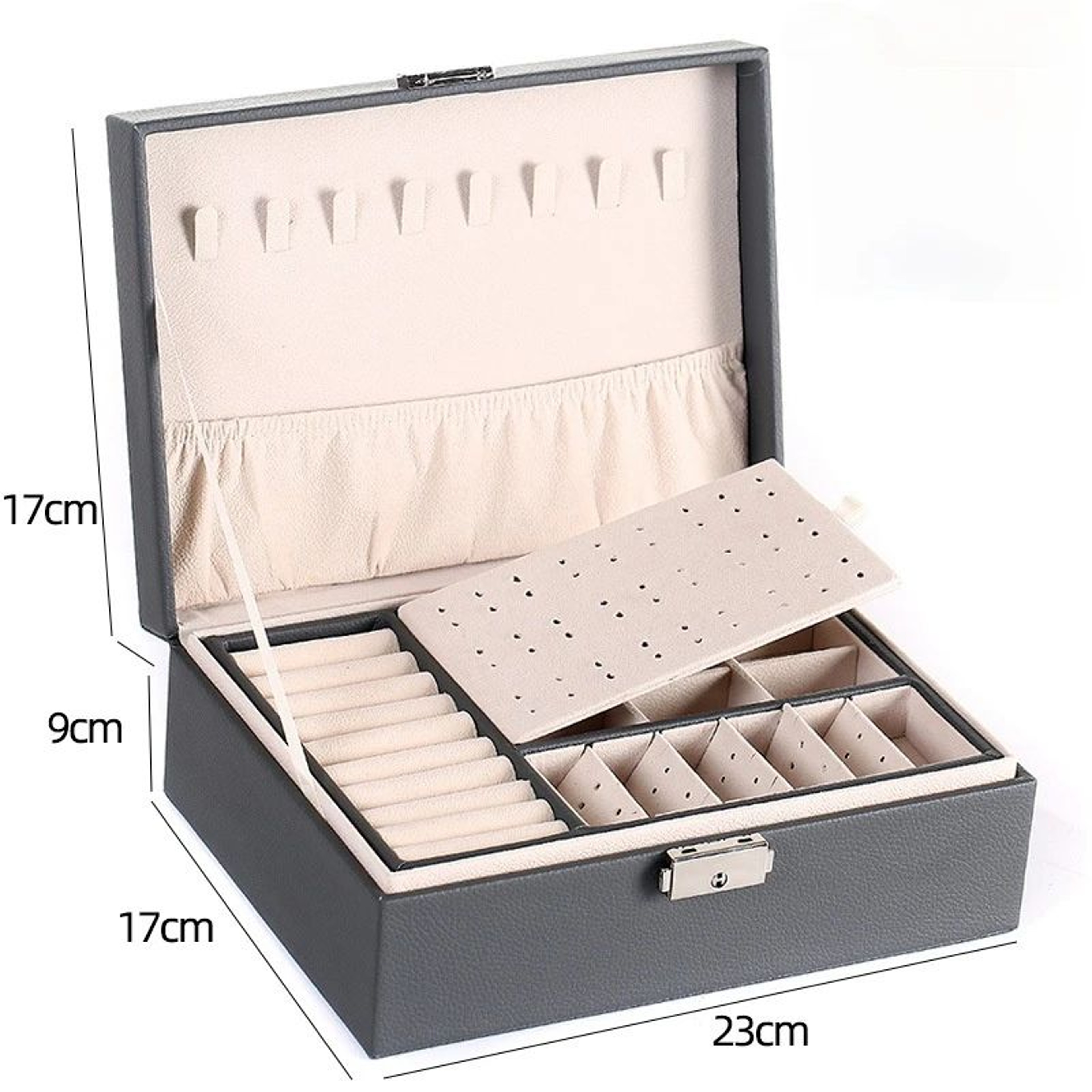 Double Layer Wooden Jewelry Box 15